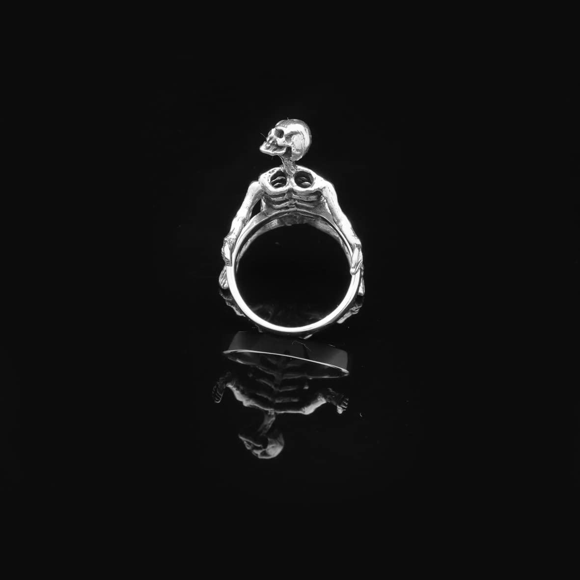 Skeleton Ring Sterling Silver Men Biker Ring