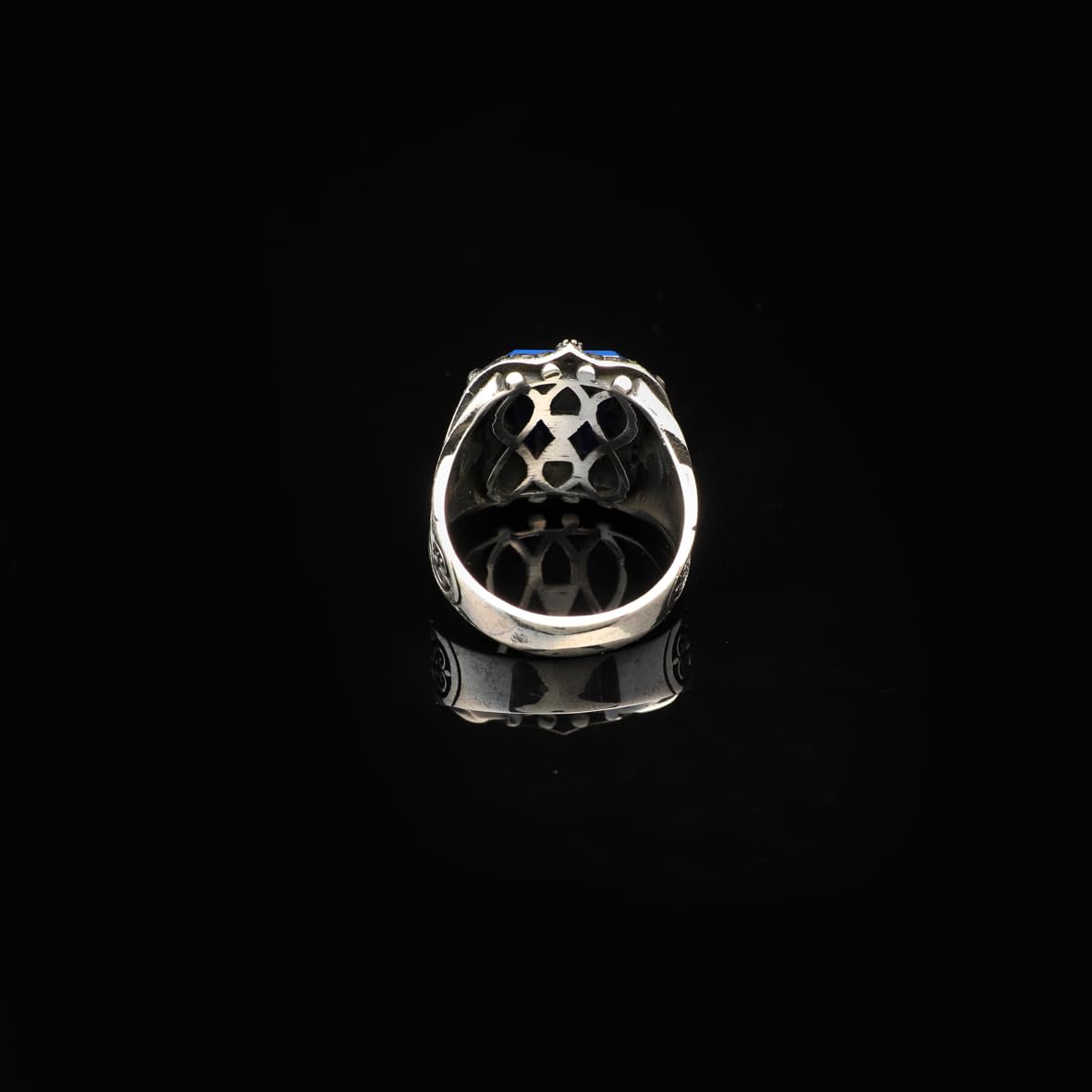 Vintage Blue Tiger Eye Ring with Eagle Design - Handmade 925 Sterling Silver Men's Gemstone Engagement Ring