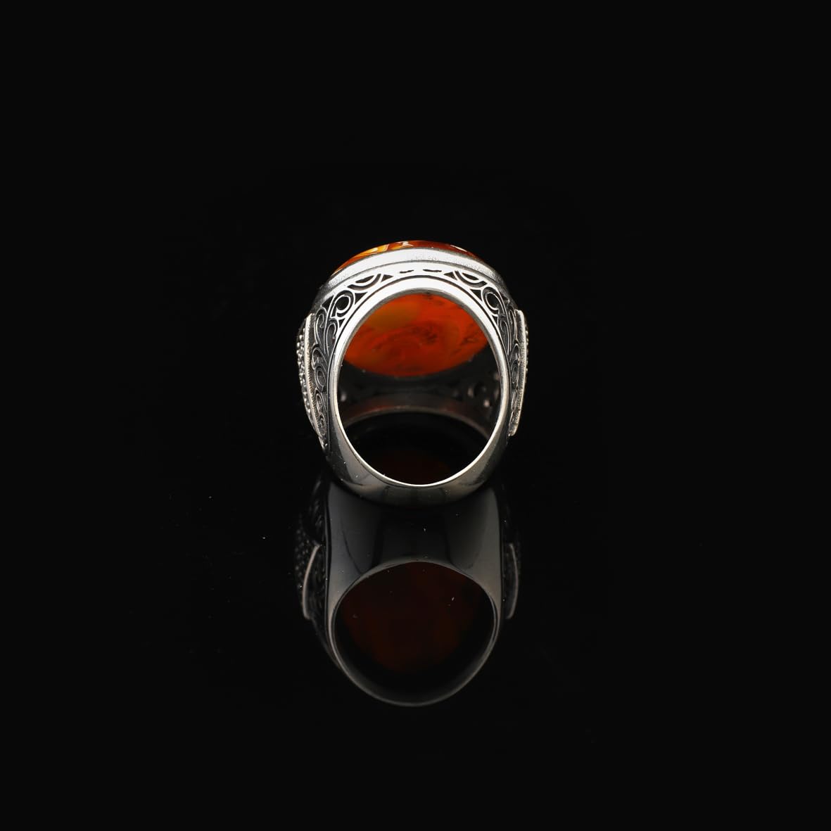Squeeze Amber Ring – Large Chunky Sterling Silver Ring with Micro Sapphire Stone