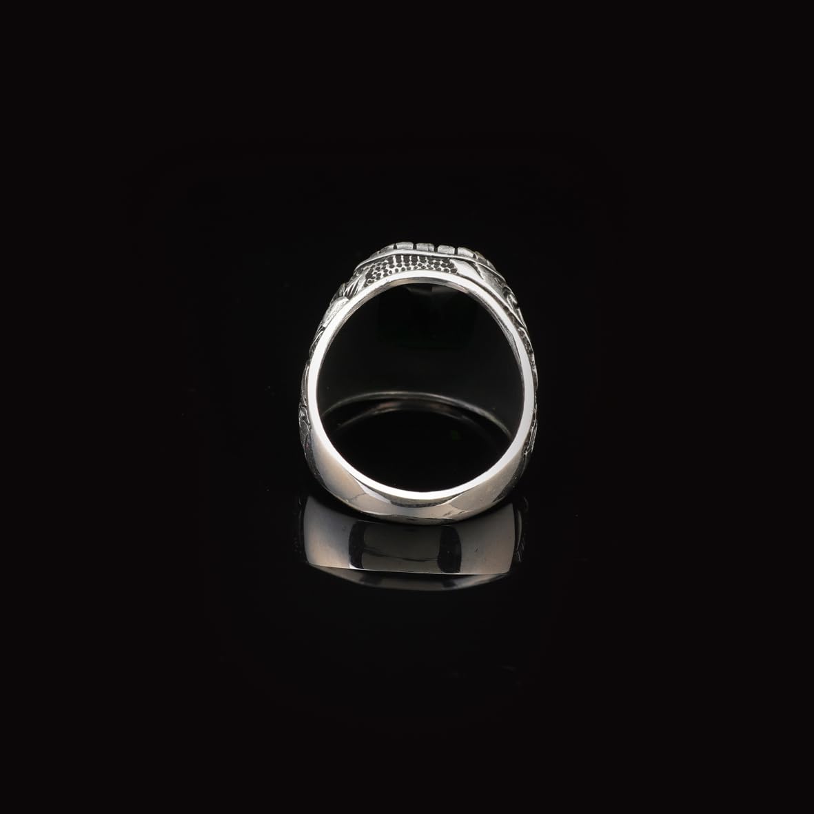 Handmade Emerald Gemstone Engagement Ring for Men Vintage 925 Sterling Silver