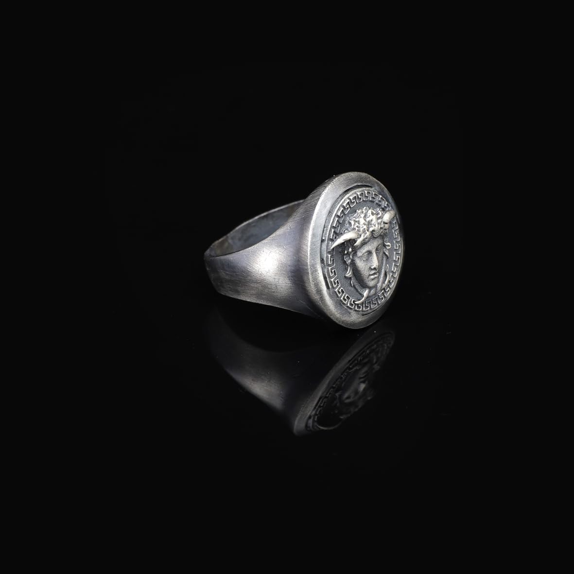 Handmade Medusa Pinky Signet Ring - 925 Sterling Silver Men's Jewelry