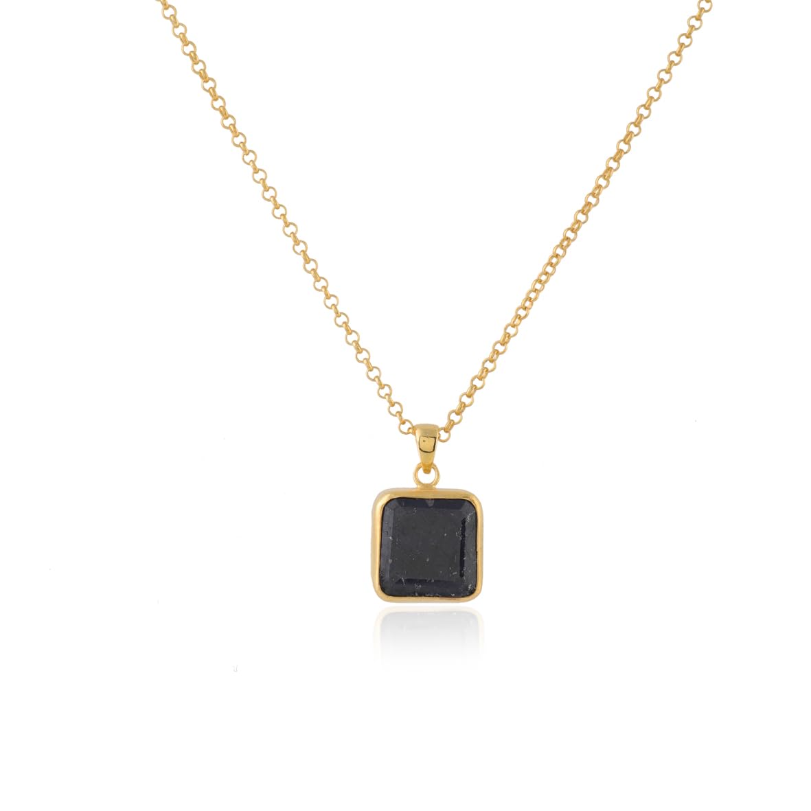 Sapphire Necklace for Men – Polished Gemstone Pendant in Sterling Silver & Gold Necklace Style w/ Silver Chain + Cleaning Cloth Gift