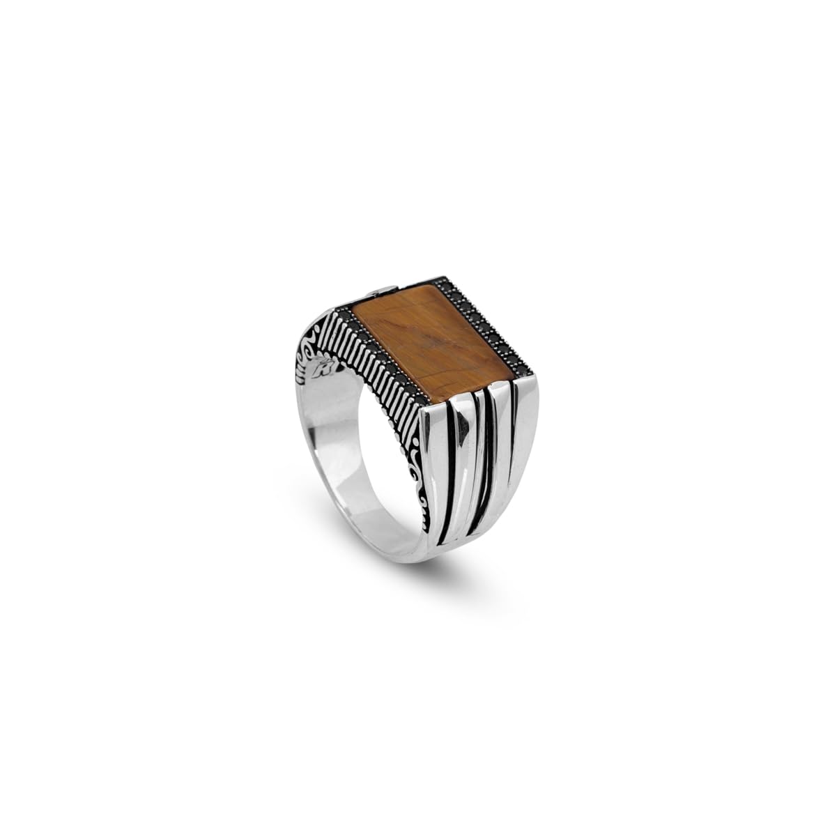 Vintage Tiger Eye Signet Ring for Men – Handmade 925 Sterling Silver Gemstone Ring