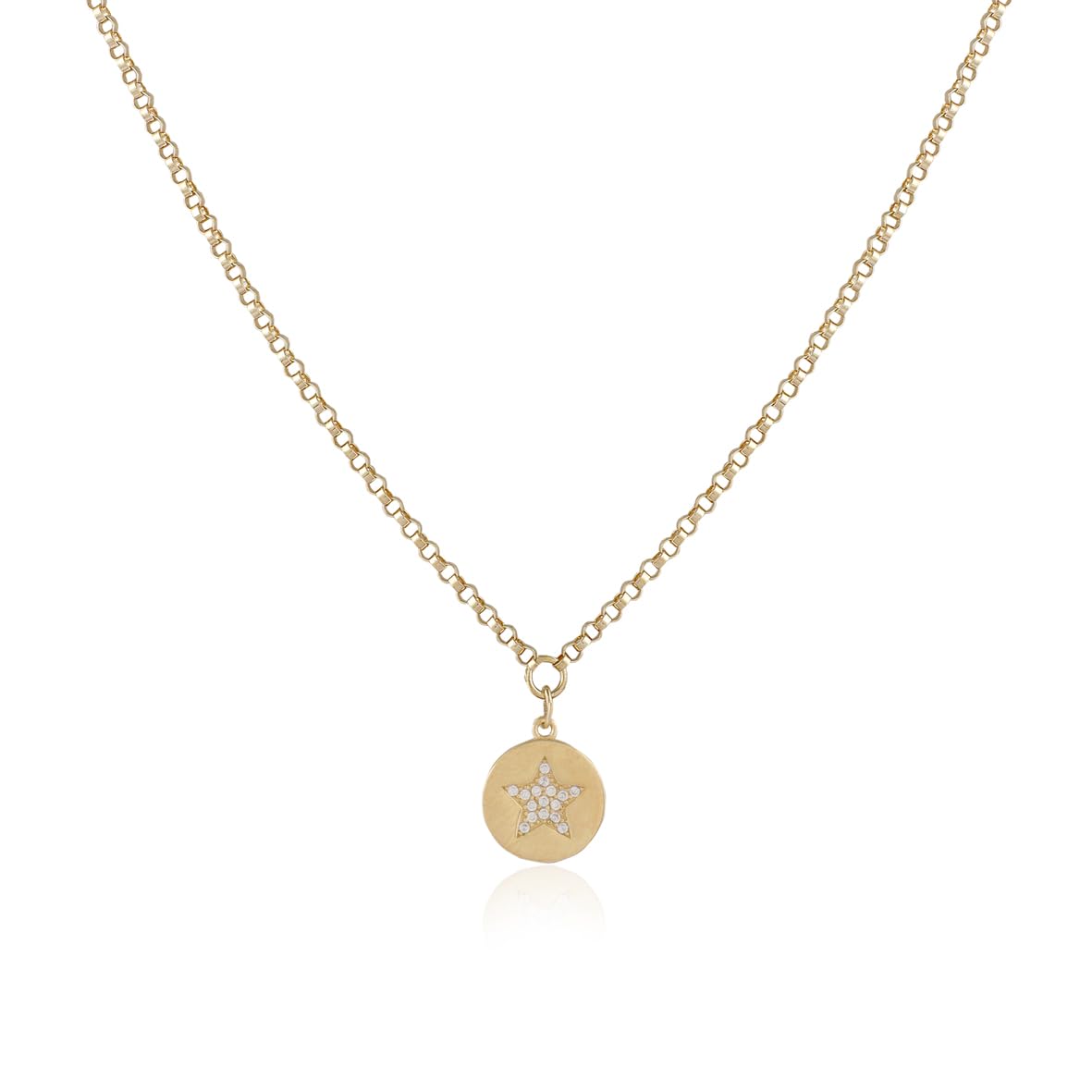 Sterling Silver Star Necklace with Zircon Stone for Women - Cute Star Necklace with Zircon Stone in Gold Plated Jewelry - Birthday Gifts for Women