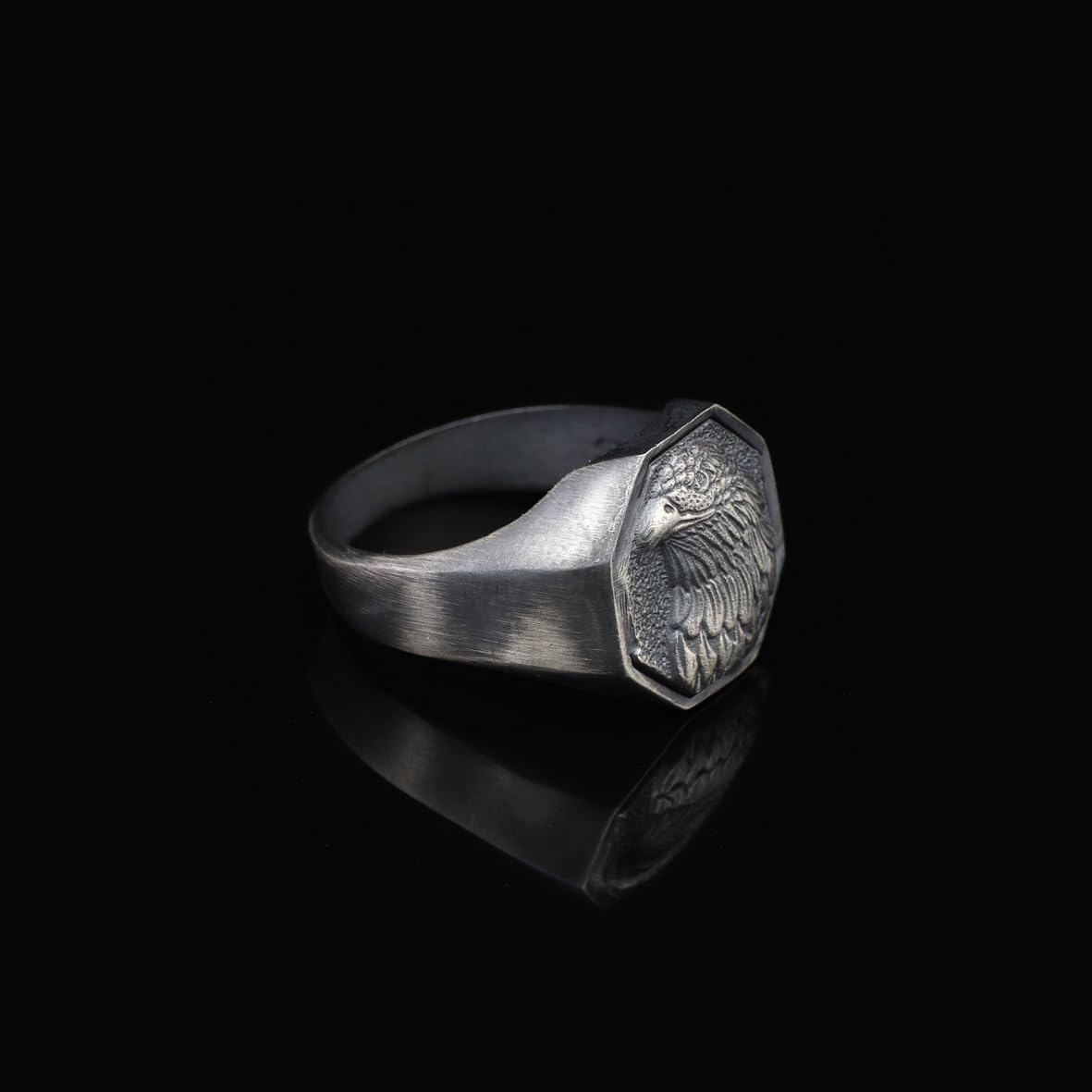 Handmade Eagle Signet Ring - 925 Sterling Silver Men's Ring