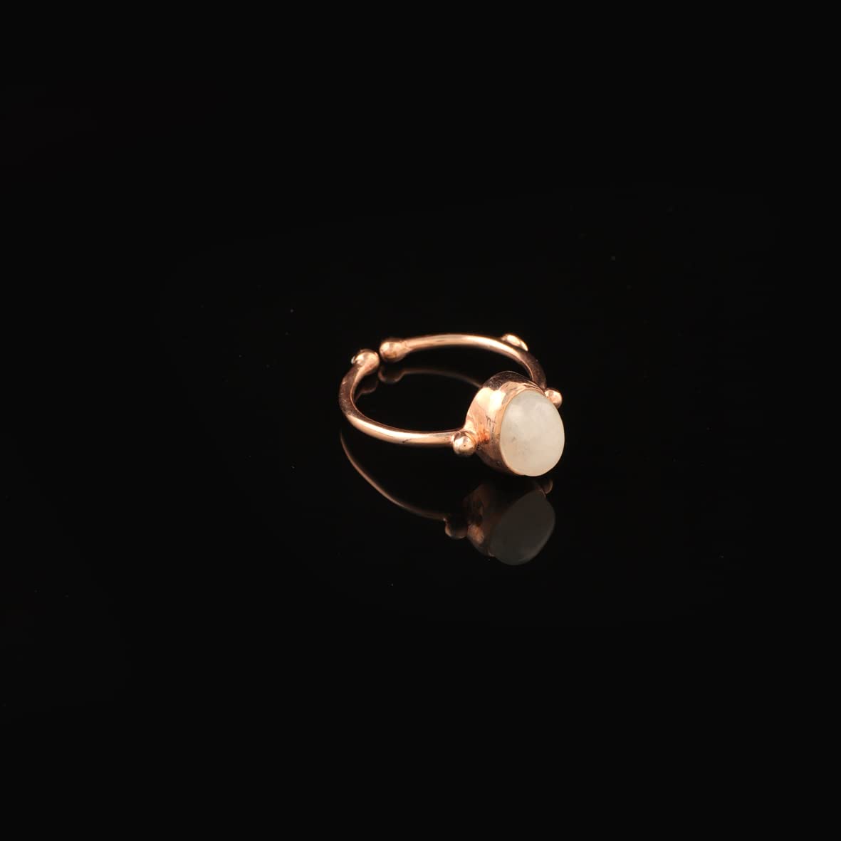 Jewellery Pit Adjustable Moonstone Ring for Women - Handmade Stone Statement Ring for Middle Finger - 925 Sterling Silver Solitaire Ring for Women