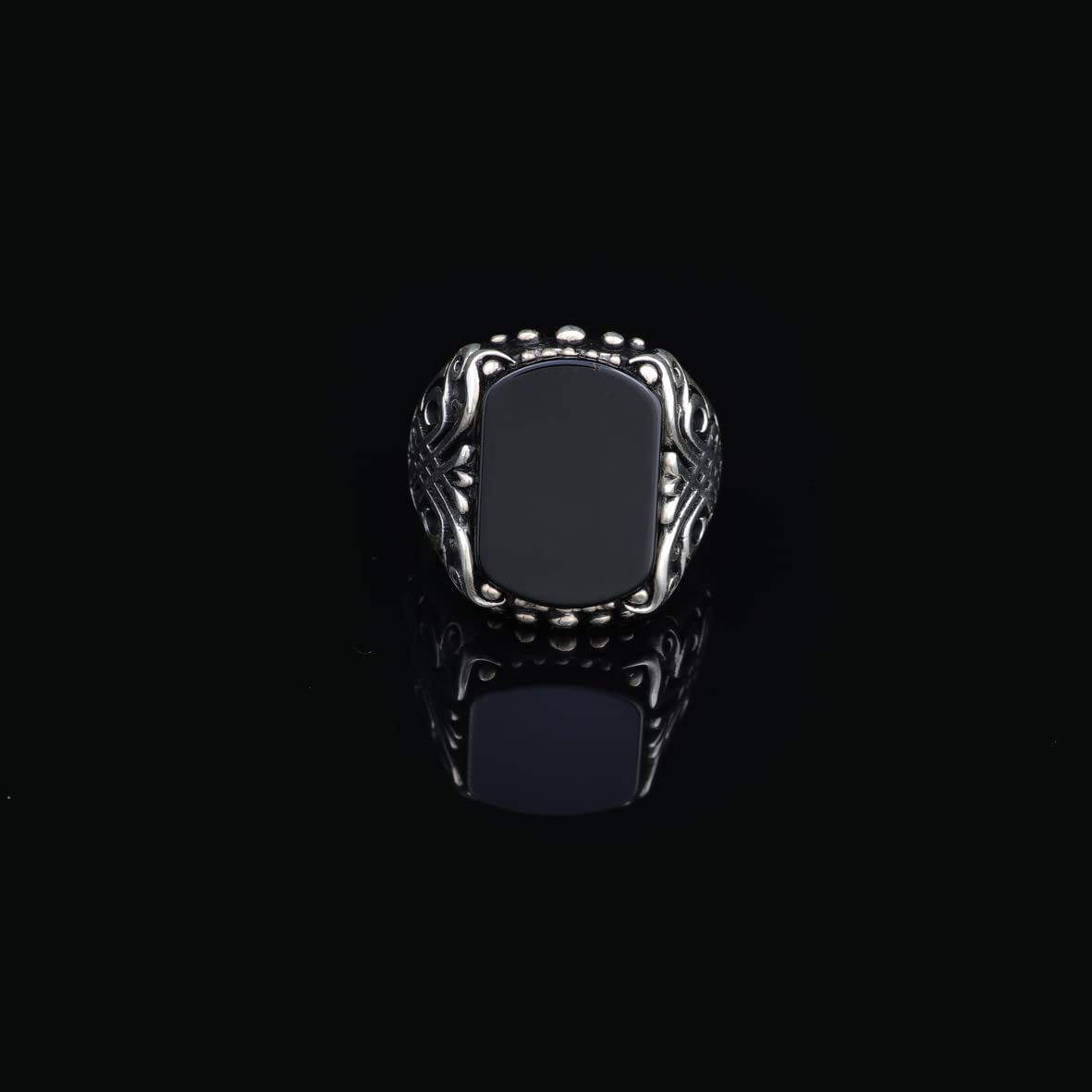 Black Onyx Ring with Ornate Ottoman