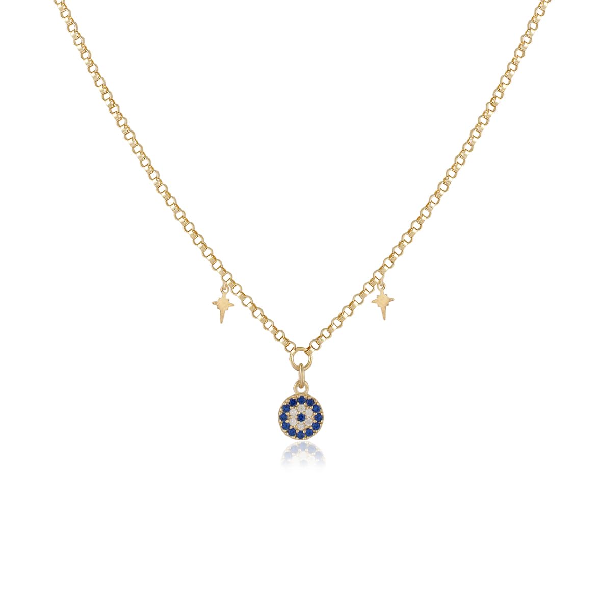 Evil Eye and Star Necklace Gold Plated and Sterling Silver Necklace for Women - Sterling Silver and Gold Plated Necklaces with Evil Eye and Star Charms - Birthday Gifts for Women