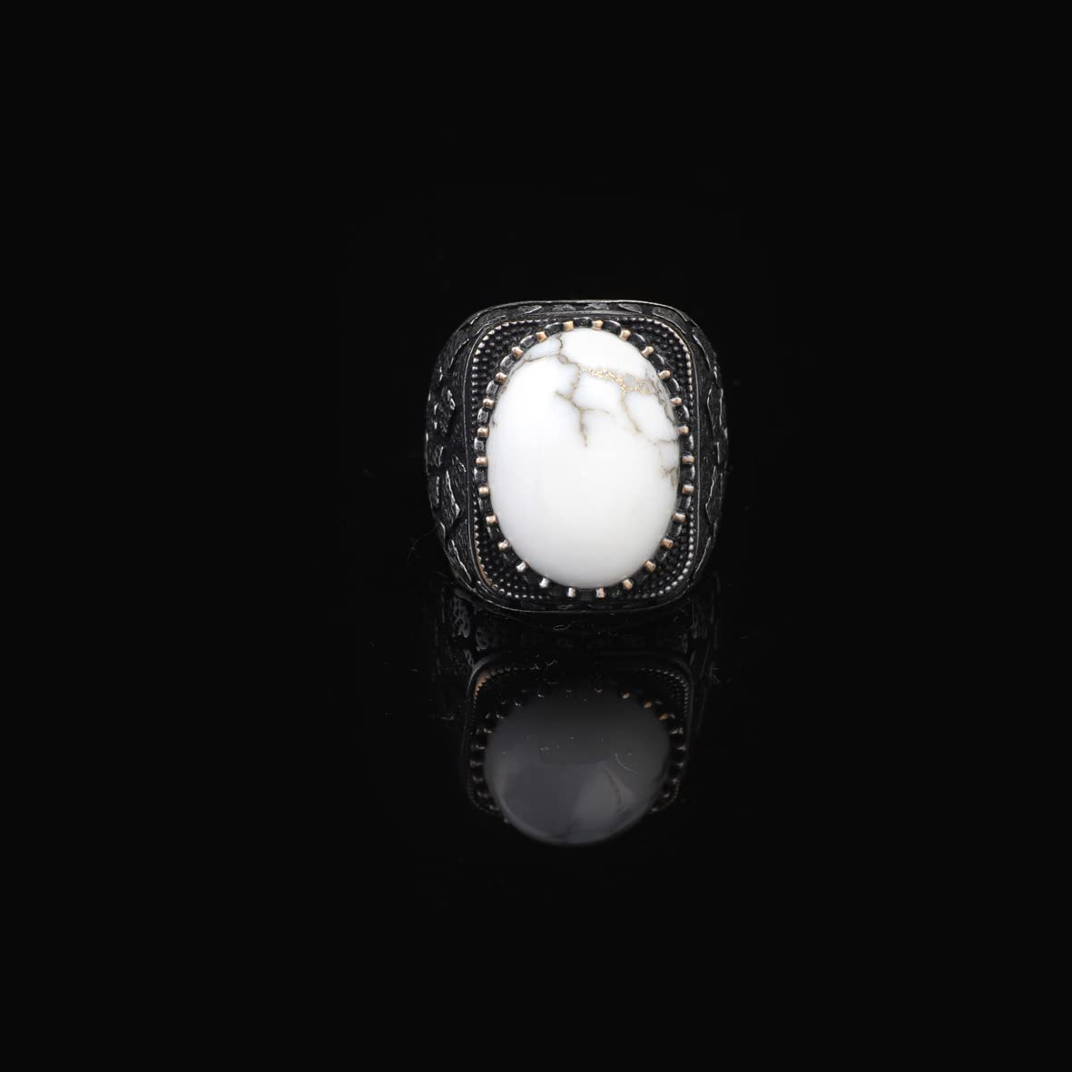 Turquoise Stone Men Silver Ring