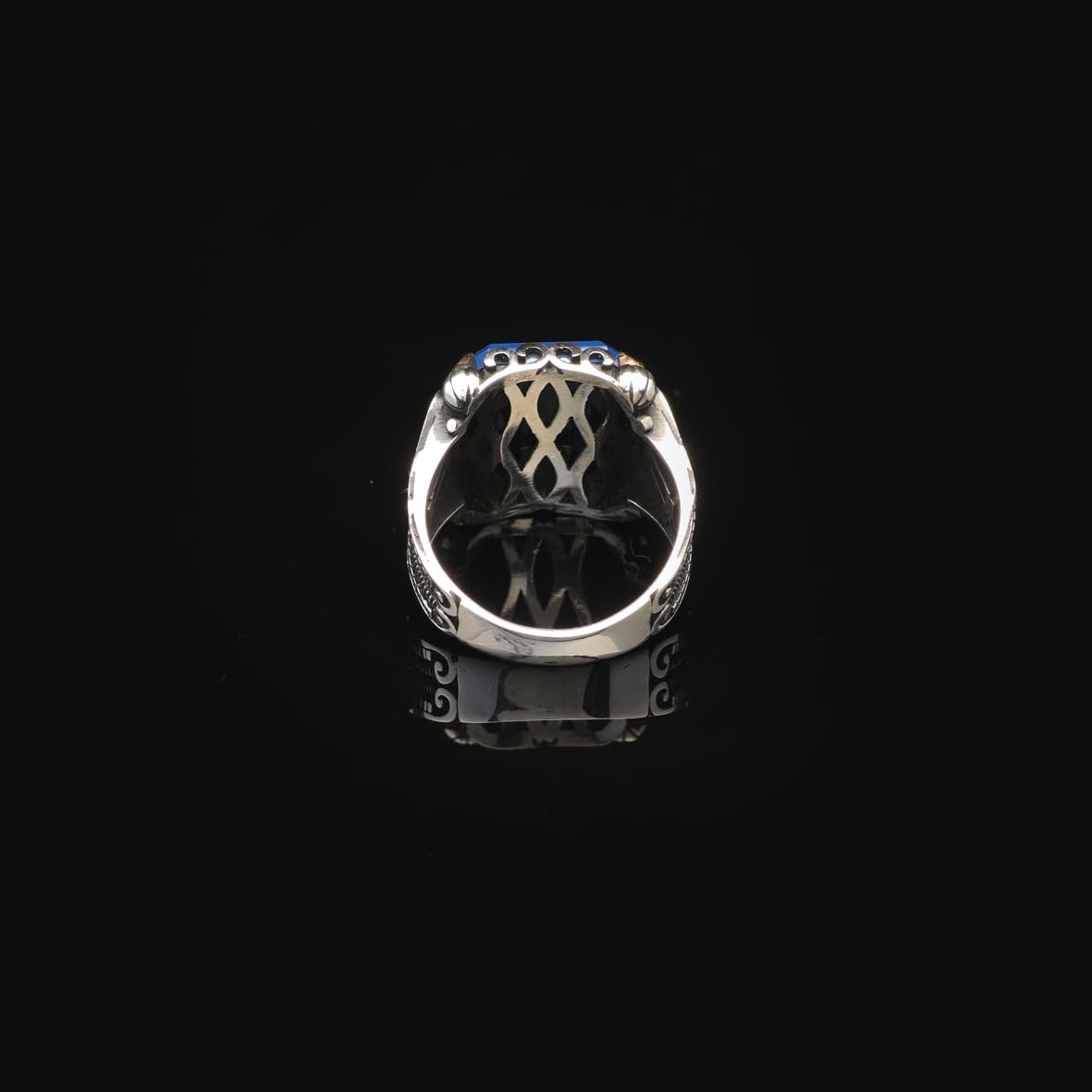 Handmade Vintage Blue Sapphire Ring - Polished 925 Sterling Silver Men's Gemstone Ring