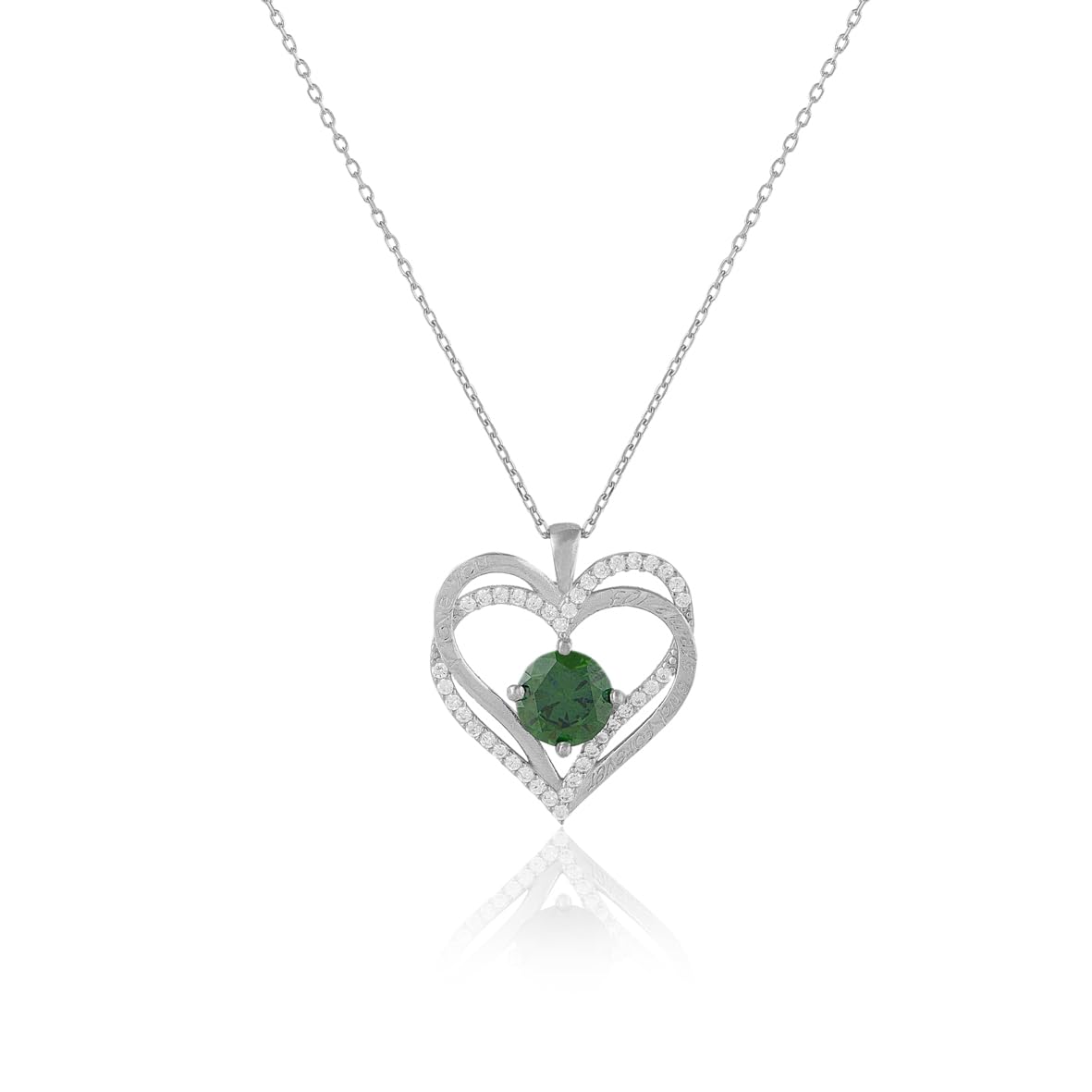 Zirconia Heart Pendant Necklace in Sterling Silver - Love You Forever Necklace - Anniversary Necklace for her Personalized
