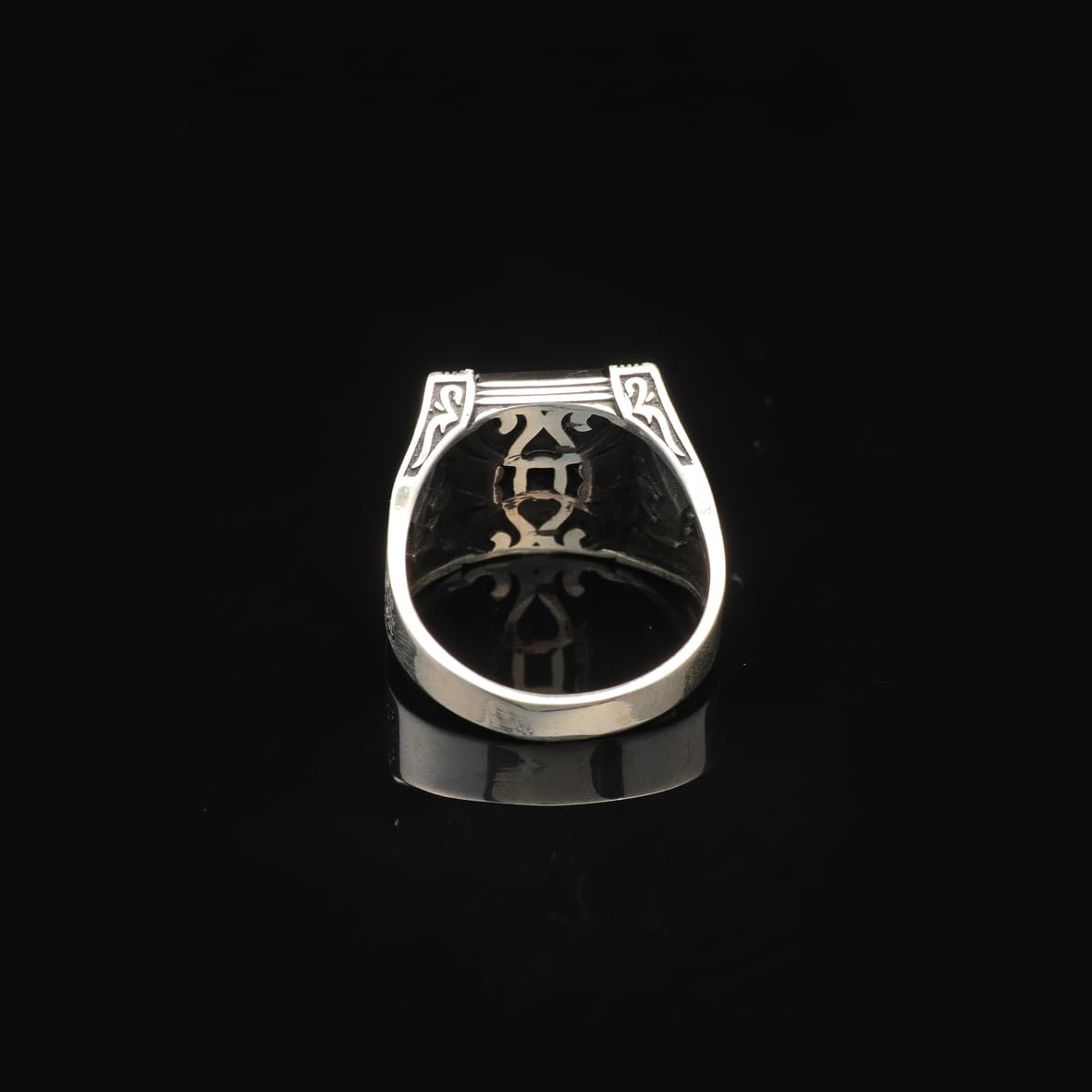 Vintage Black Onyx Ring with Eagle Design - Handmade Turkish 925 Sterling Silver Engagement Ring for Men with Polished Gemstone - Includes Silver Polishing Cloth Gift