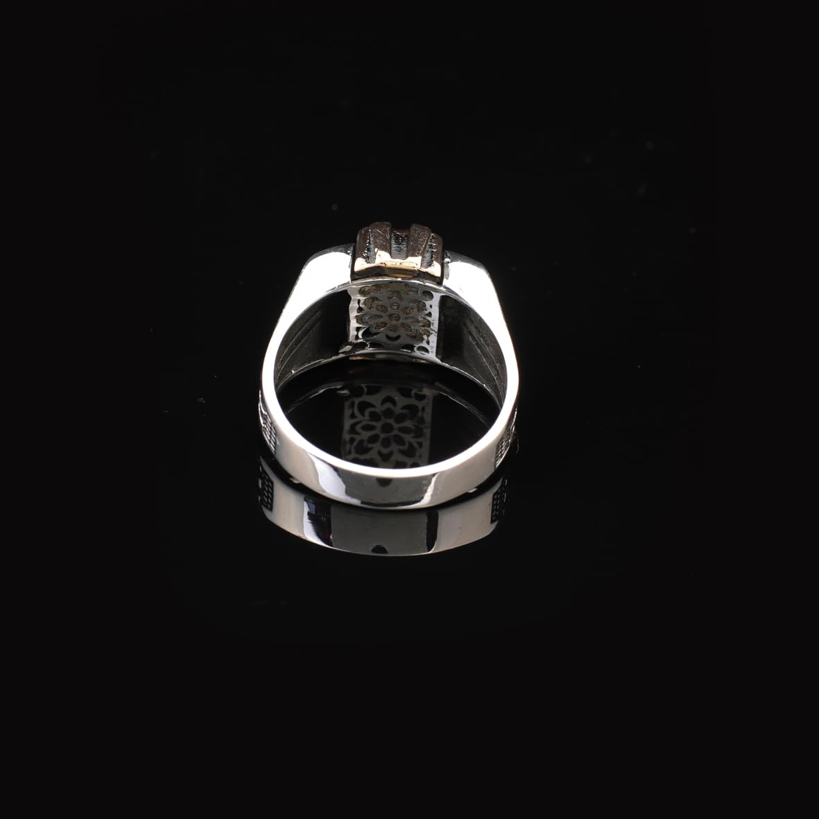 Handmade Onyx Gemstone Square Stone Pinky Ring for Men Vintage 925 Sterling Silver