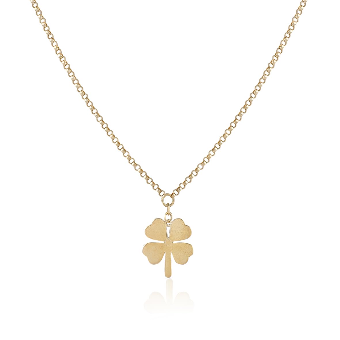 Gold Plated Sterling Silver Necklace with Four Leaf Clover Charm - Four Leaf Clover Necklace in Gold Plated Jewelry Collection for Women - Birthday Gifts for Women