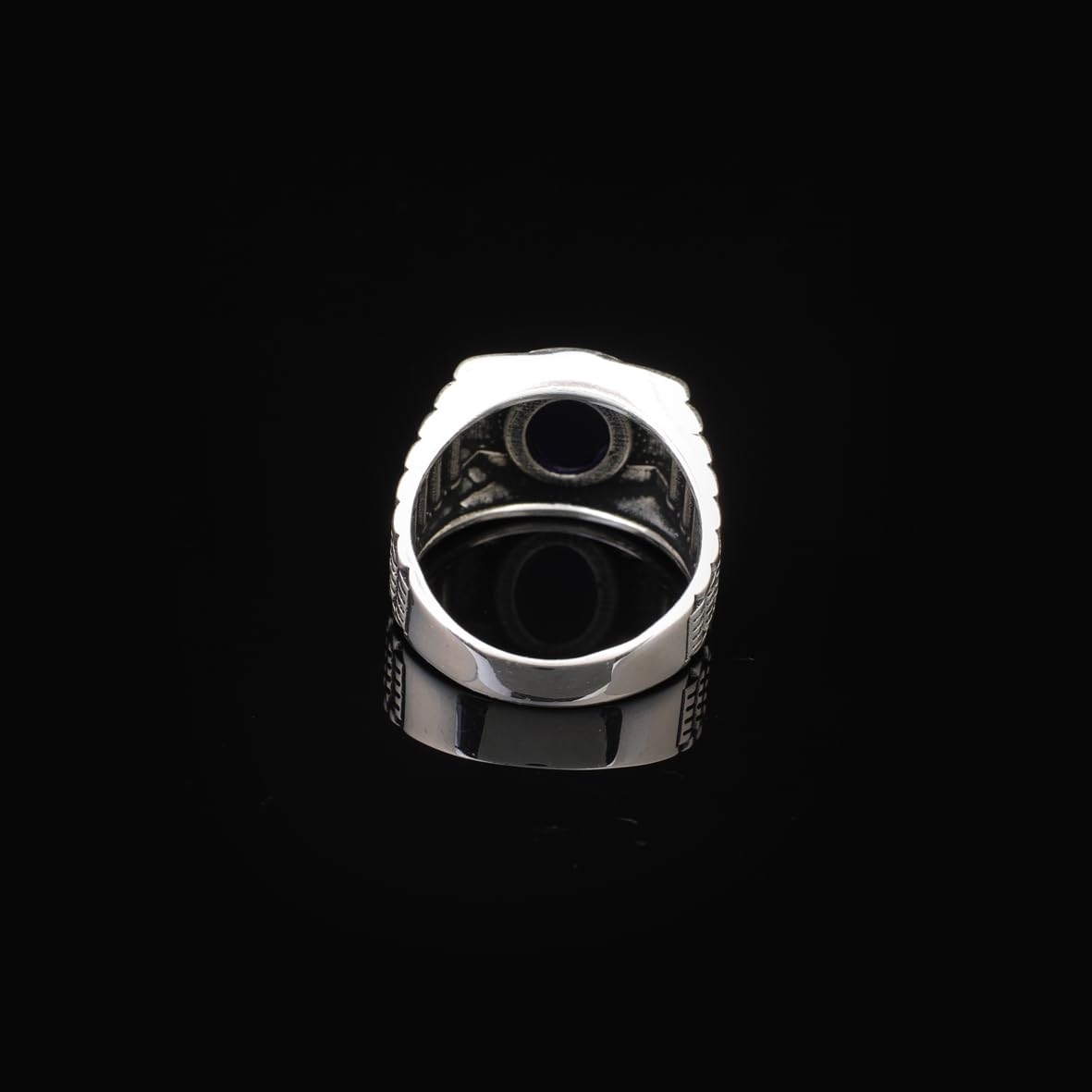 Handmade Blue Sapphire Oval Stone Watch Band Model Gemstone Ring for Men Vintage 925 Sterling Silver