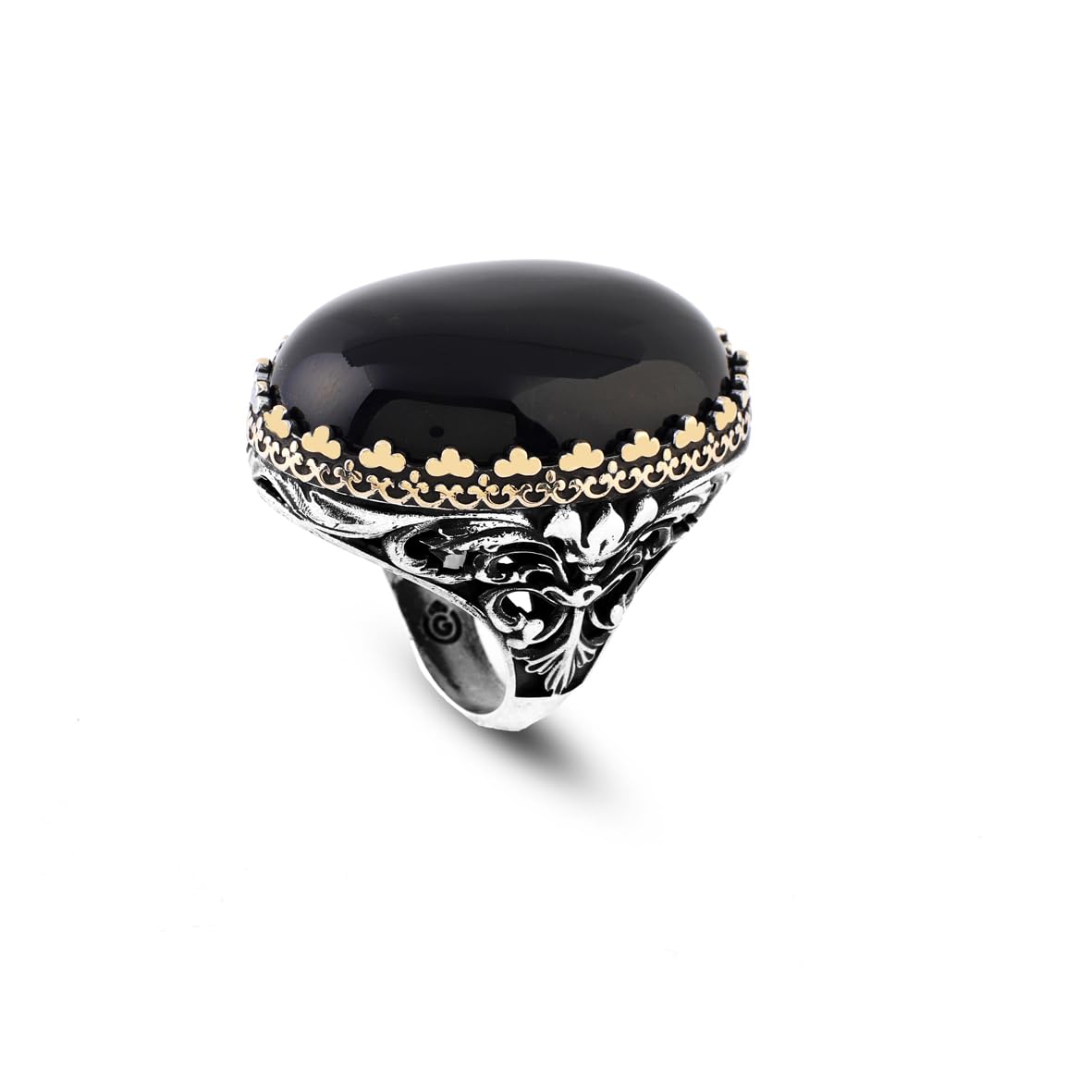 Black Onyx Ring for Men – Chunky Sterling Silver Ottoman Gemstone Ring