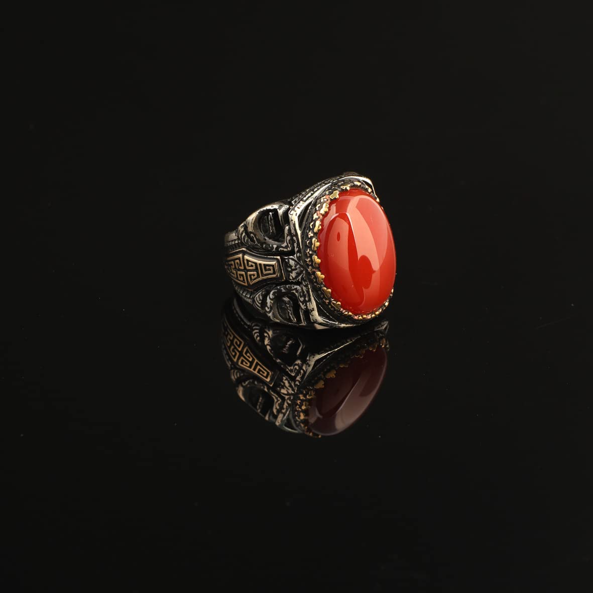 Men Handmade Carnelian Stone Ring