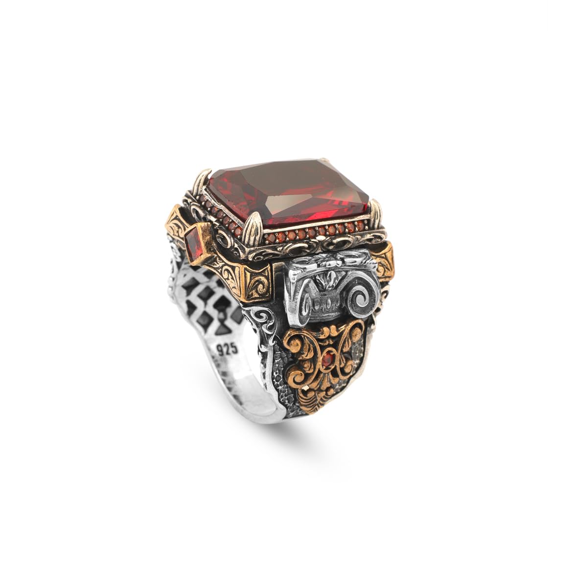 Garnet Ring Ottoman Vintage Design – Handmade Large Statement Gemstone Ring
