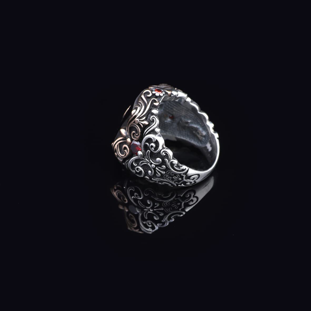 Vintage Ottoman Style Ruby Ring in Sterling Silver