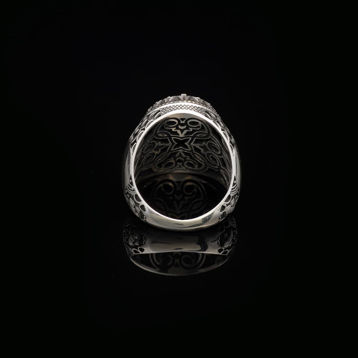 Vintage Heart Design Cross Signet Ring for Men - 925 Sterling Silver Christian Statement Ring - Polished Handmade Engagement Ring with Custom Engraving