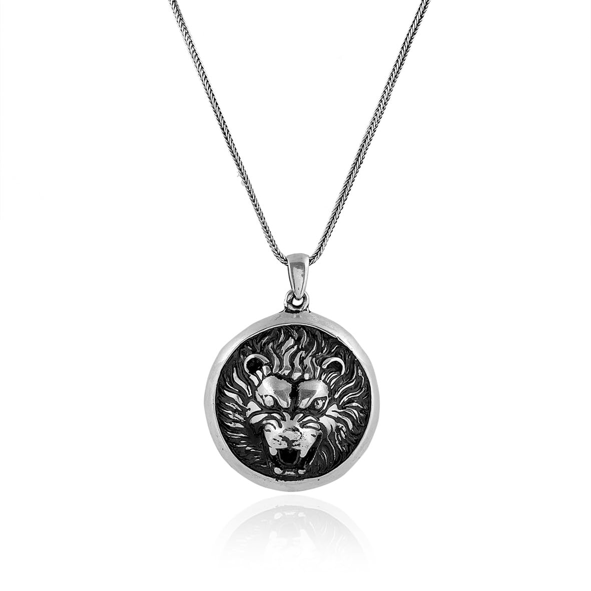Sterling Silver Lion Necklace for Men - Lion Head Pendant Necklace for Men - Mens Silver Chain - Birthday Gifts
