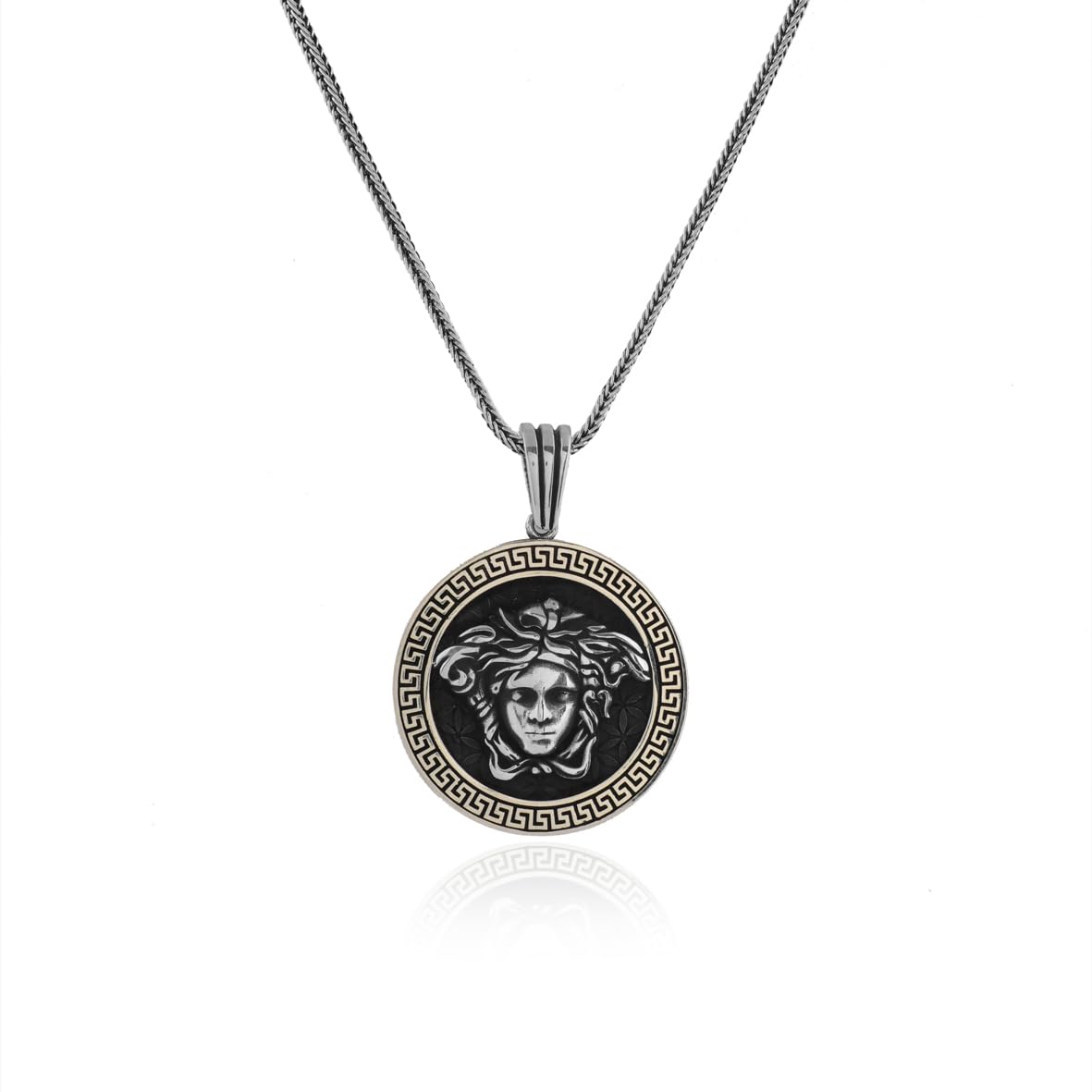 Medusa Mythology Necklace for Men - Mythical Medusa Necklace - Handcrafted Sterling Silver Chain for Men - Birthday Gifts