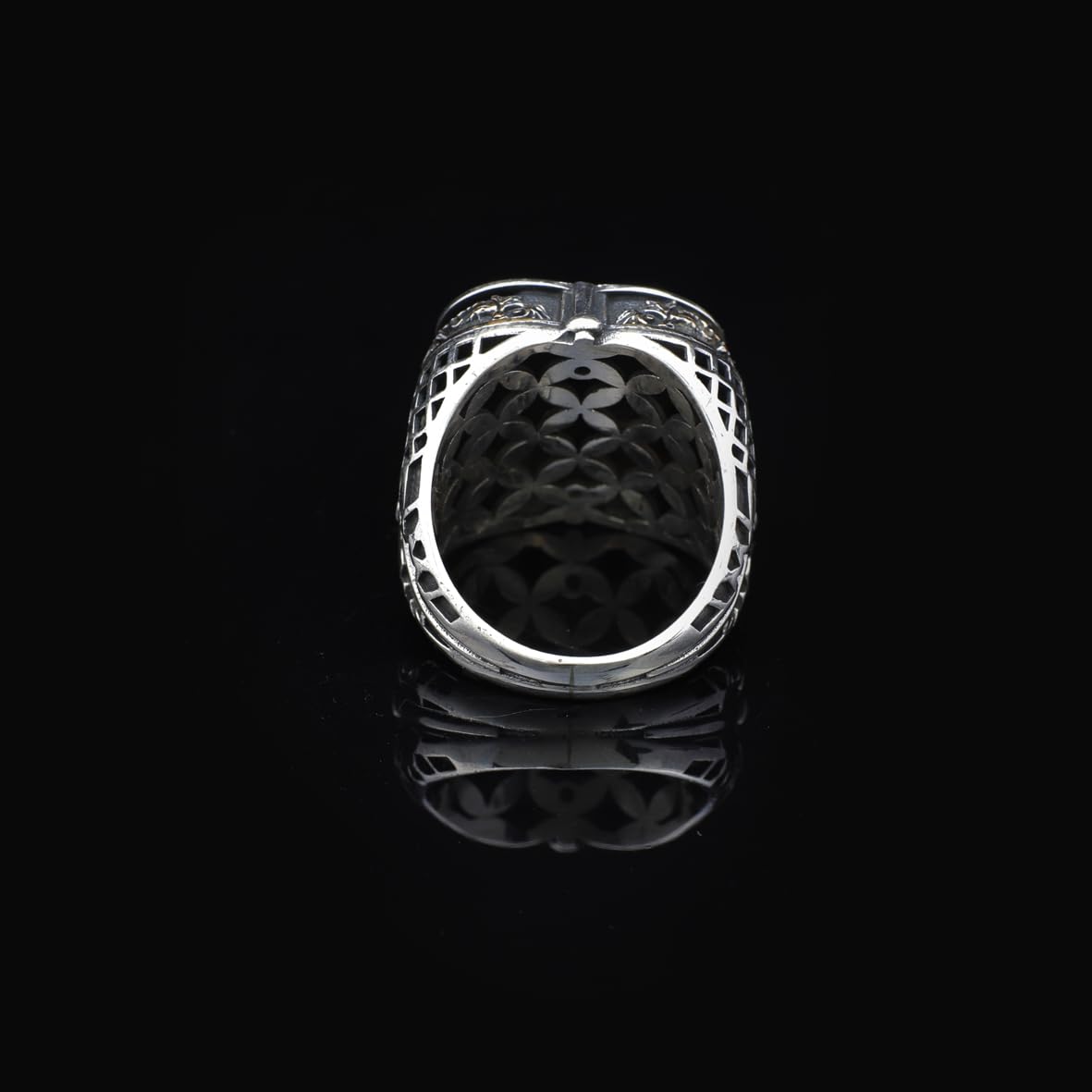 Genuine Turquoise Men's Ring with Micro Onyx Accent - Handmade Vintage Sword Design 925 Sterling Silver Jewelry for Men - Includes Silver Polishing Cloth Gift