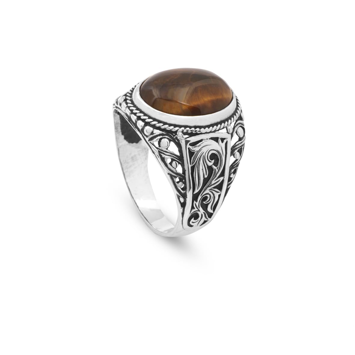 Tiger Eye Ring Pinky Ring Ottoman Vintage 925 Sterling Silver Promise Engagement Gemstone Ring Gift for Husband