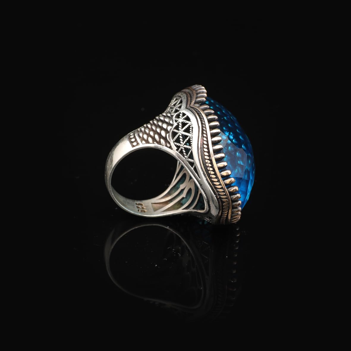Handmade Vintage Aquamarine Ring for Men