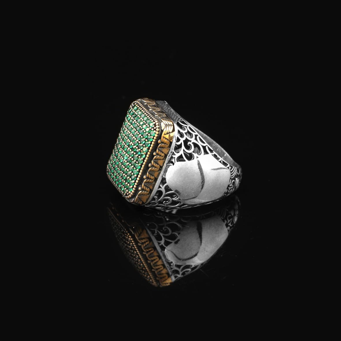 Emerald Ring Micro Stone Ring Ottoman Vintage 925 Sterling Silver Ring Promise Ring for Him Engagement Ring Gemstone Ring Gift for Husband