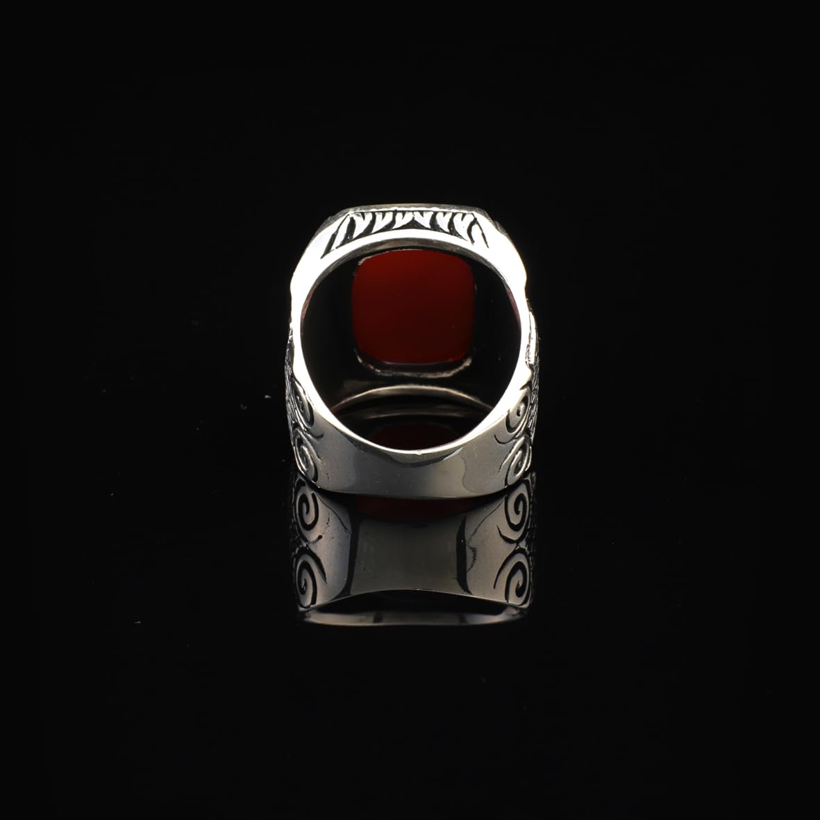 Vintage Eagle Ring with Carnelian Gemstone - Custom Engraved Sterling Silver Signet Ring