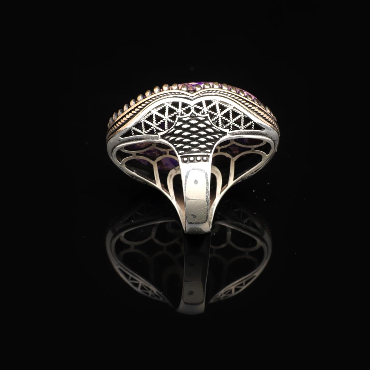 Special Turquoise Men’s Ring with Large Oval Stone – Vintage 925 Sterling Silver Ring