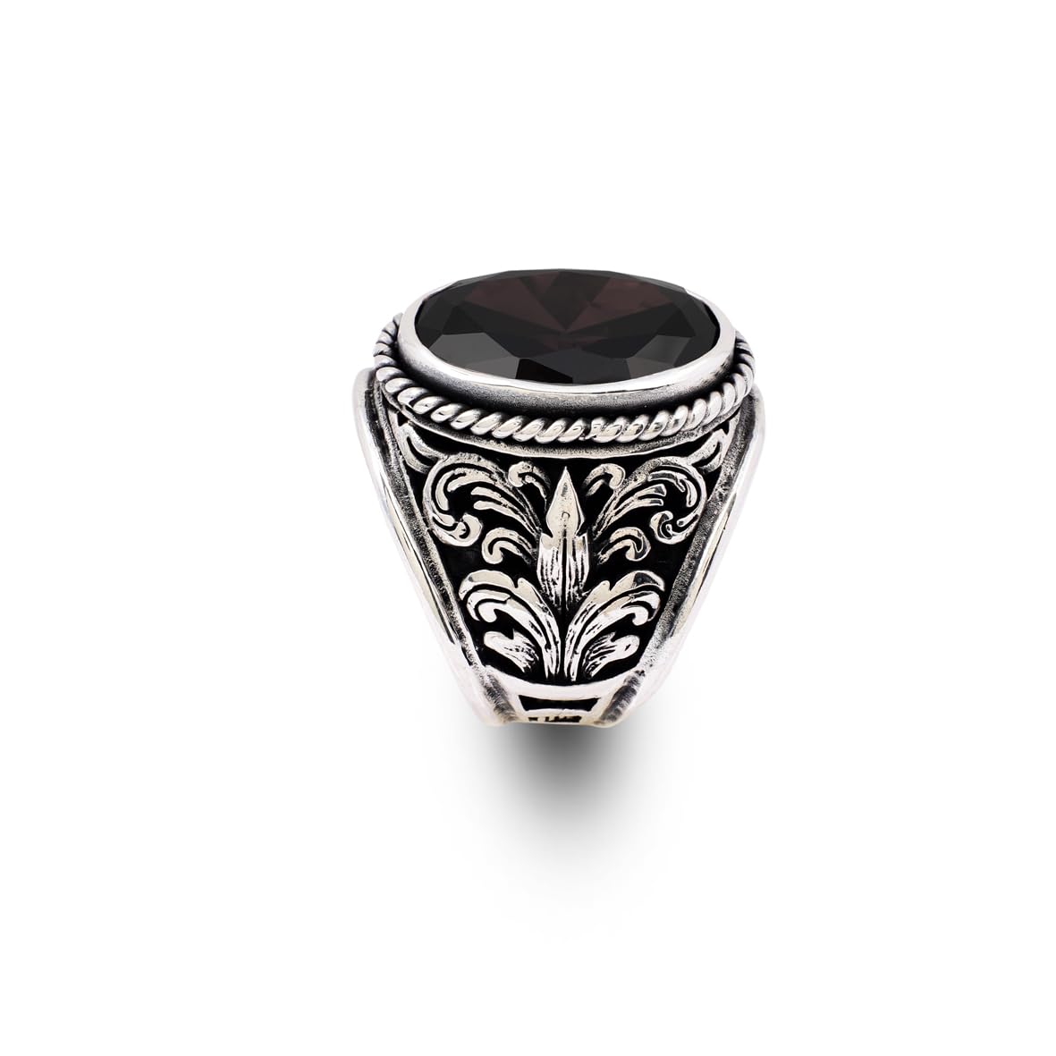 Handmade Onyx Gemstone Oval Stone Engagement Ring for Men Vintage 925 Sterling Silver