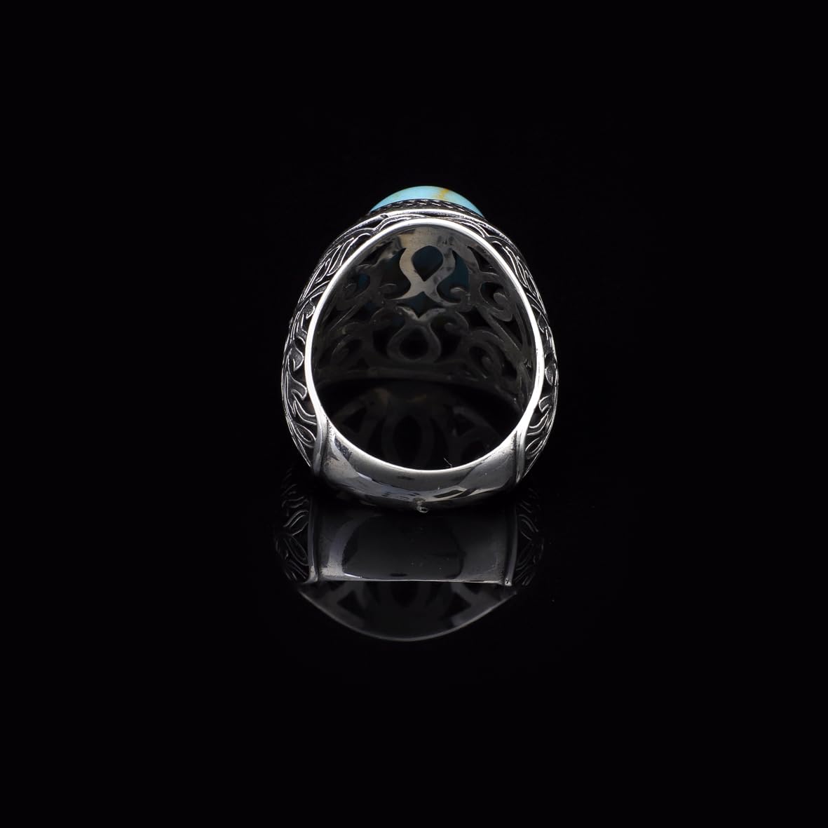 Handmade Genuine Turquoise Men's Ring - 925 Sterling Silver Gemstone Jewelry with Silver Polishing Cloth Gift