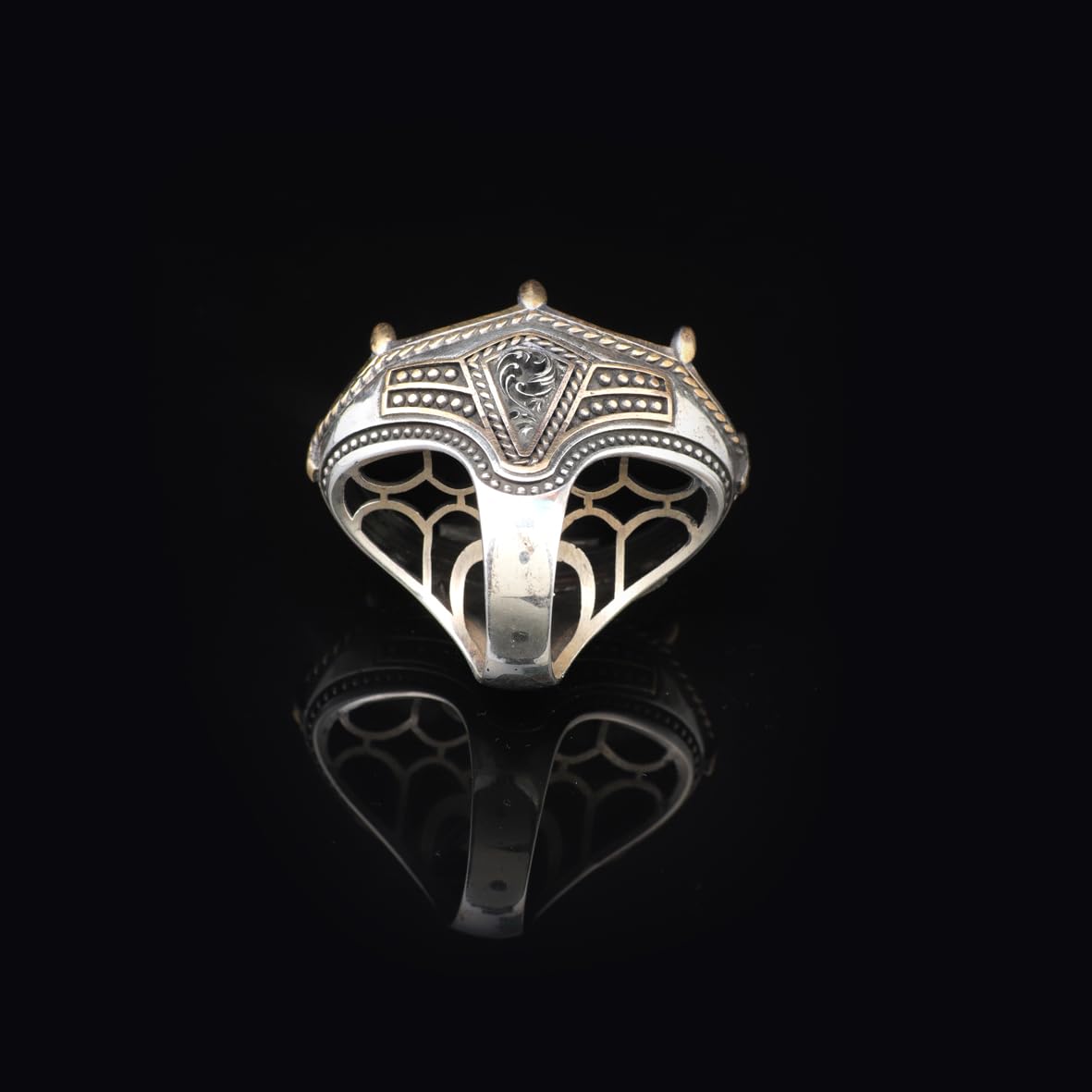 Vintage Men's Handmade Onyx Ring with Oval Gemstone - Large Ottoman Style 925 Sterling Silver Band - Includes Silver Polishing Cloth Gift