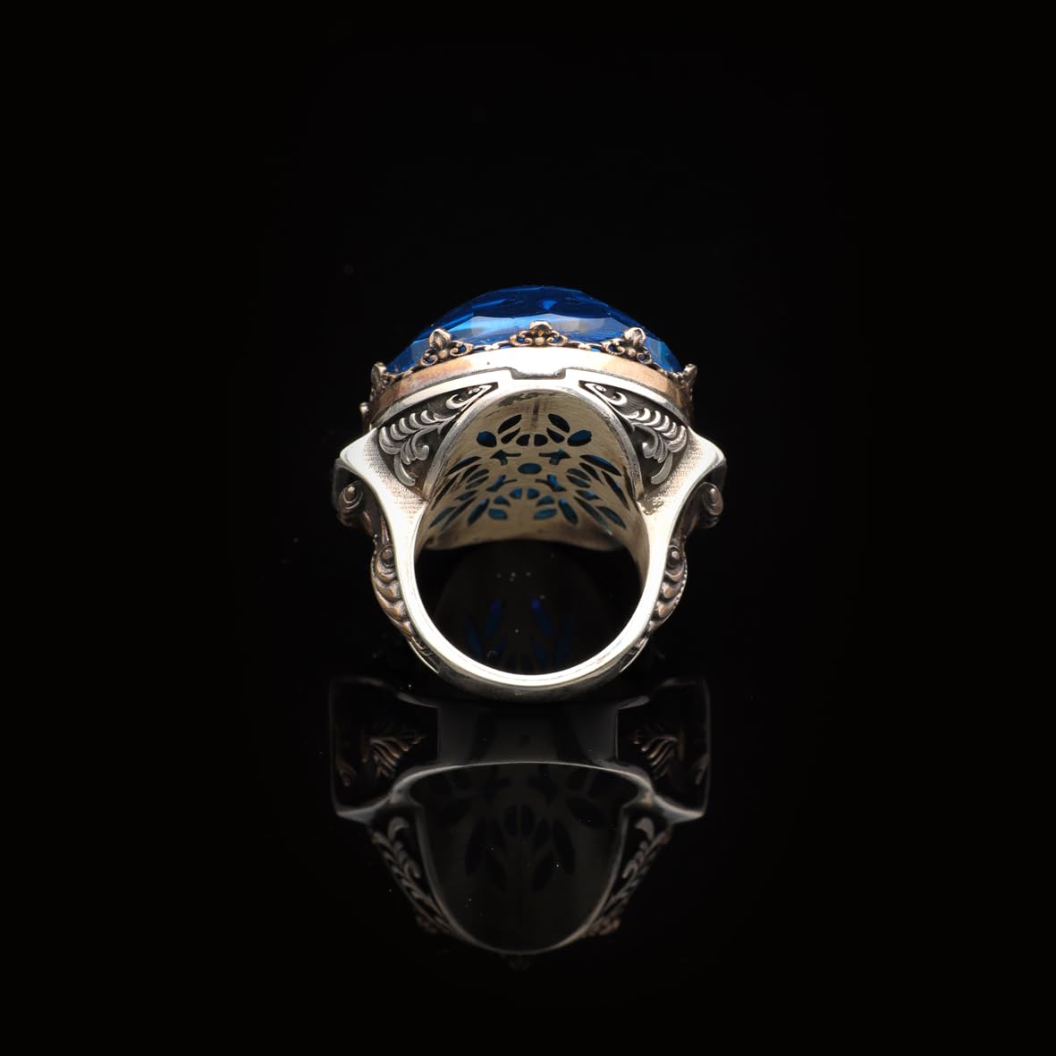Handmade Aquamarine Men's Ring - Large Oval Stone