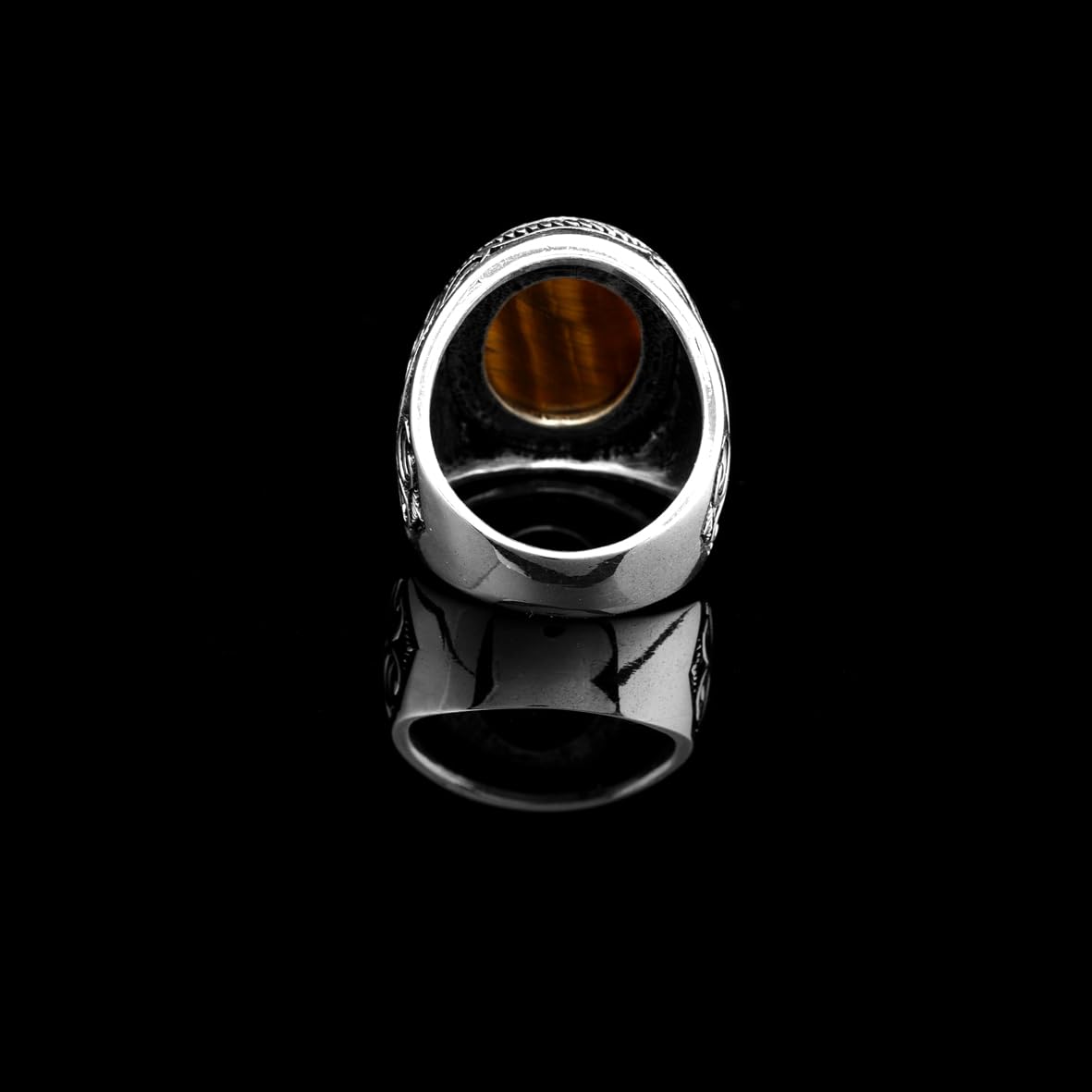 Tiger Eye Ring with Oval Gemstone – Ottoman Style Ring for Men in 925 Sterling Silver – Handmade Vintage Engagement Ring with Custom Engraving – Gift Silver Polishing Cloth