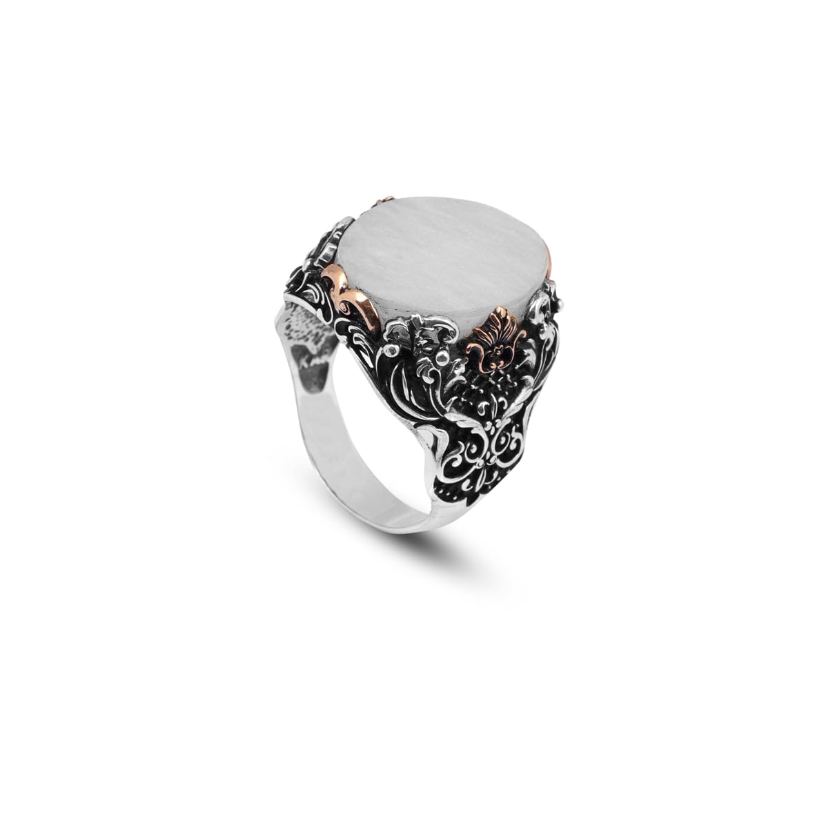 Vintage Mother of Pearl Ring for Men – Oval Gemstone