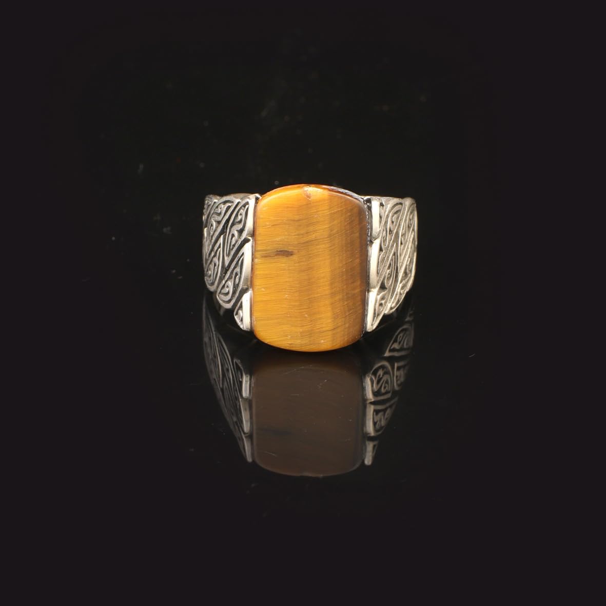 Tiger Eye Ring Ottoman Vintage Ring Sterling Silver Ring Pinky Ring Silver Signet Ring Gemstone Ring Ottoman Statement Ring Vintage Ring Gift for Him