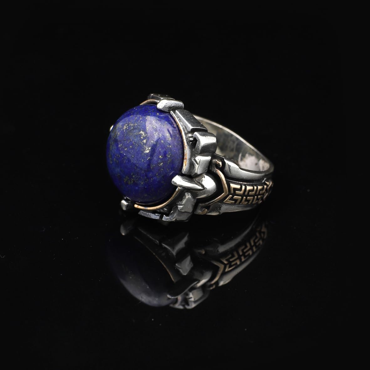 925 Sterling Silver Rings for Men - Lapis Lazuli Men's Ring