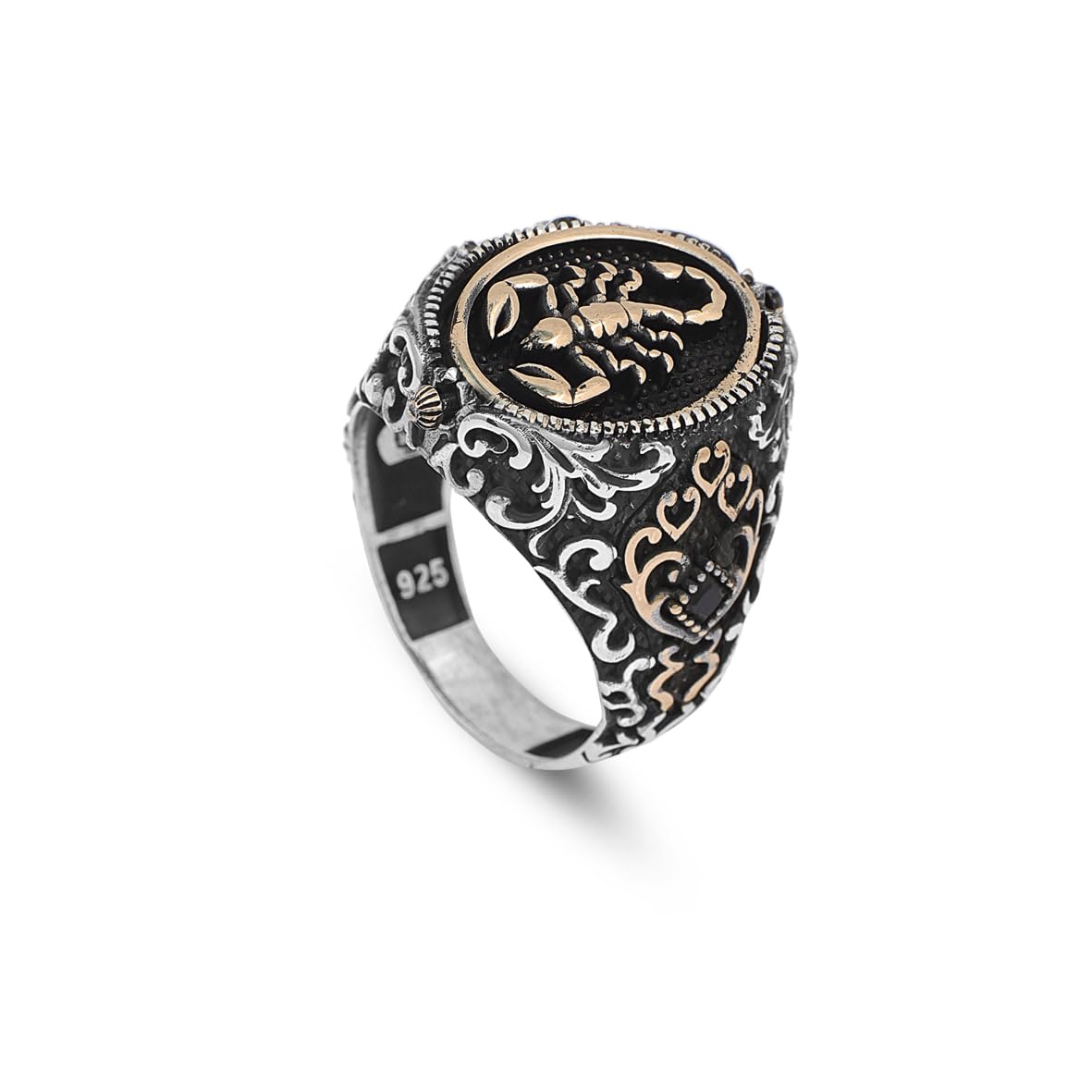 Black Onyx and Sterling Silver Rotating Scorpion Ring for Men - Men's Rotating Scorpion Ring with Black Onyx - Birthday Gifts