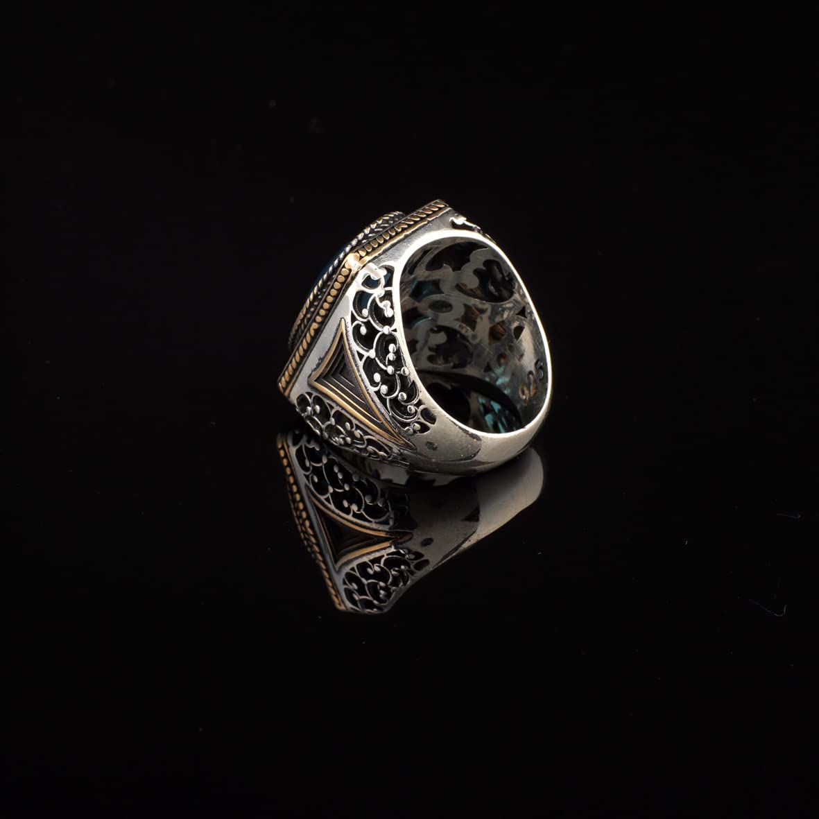 Man Silver Aquamarine Stone Ring