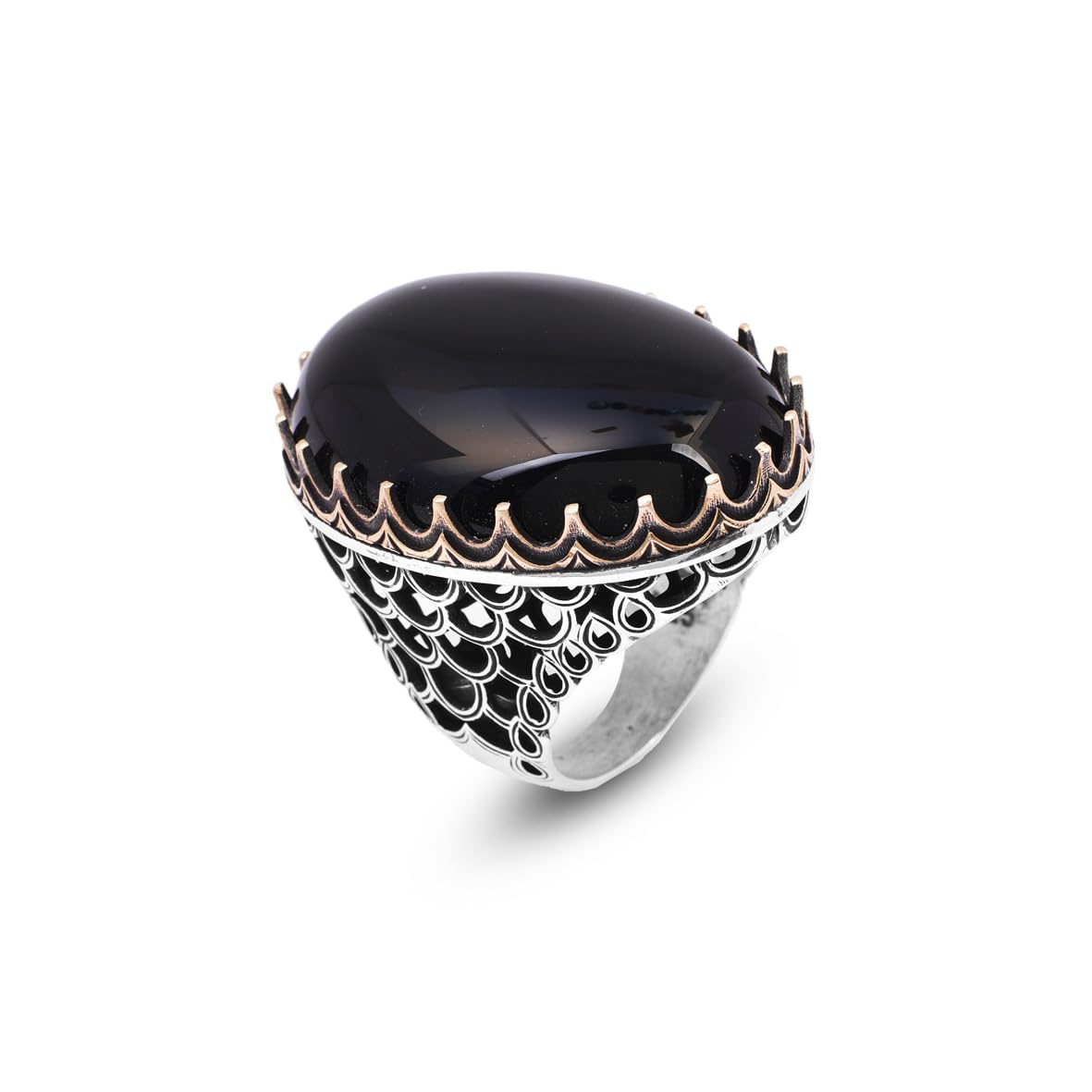 Vintage Men's Black Onyx Ring - Oval Large Gemstone Ring