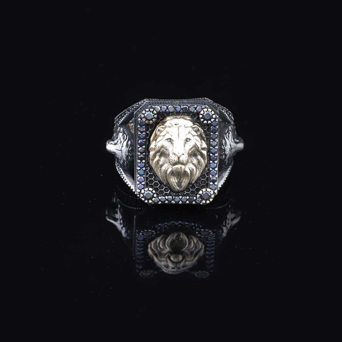 925 Sterling Silver Men's Ring - Handmade Lion Design