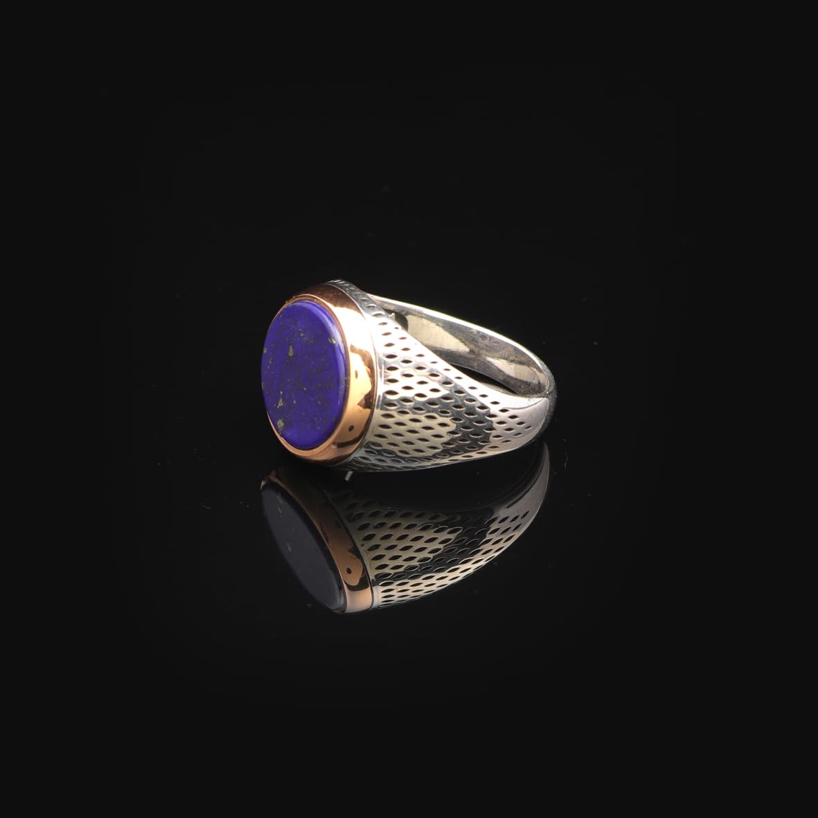 Vintage Lapis Lazuli Pinky Signet Ring - Handmade 925 Sterling Silver Gemstone Ring for Men - Polished Engagement Ring with Engraving Option & Silver Polishing Cloth Gift