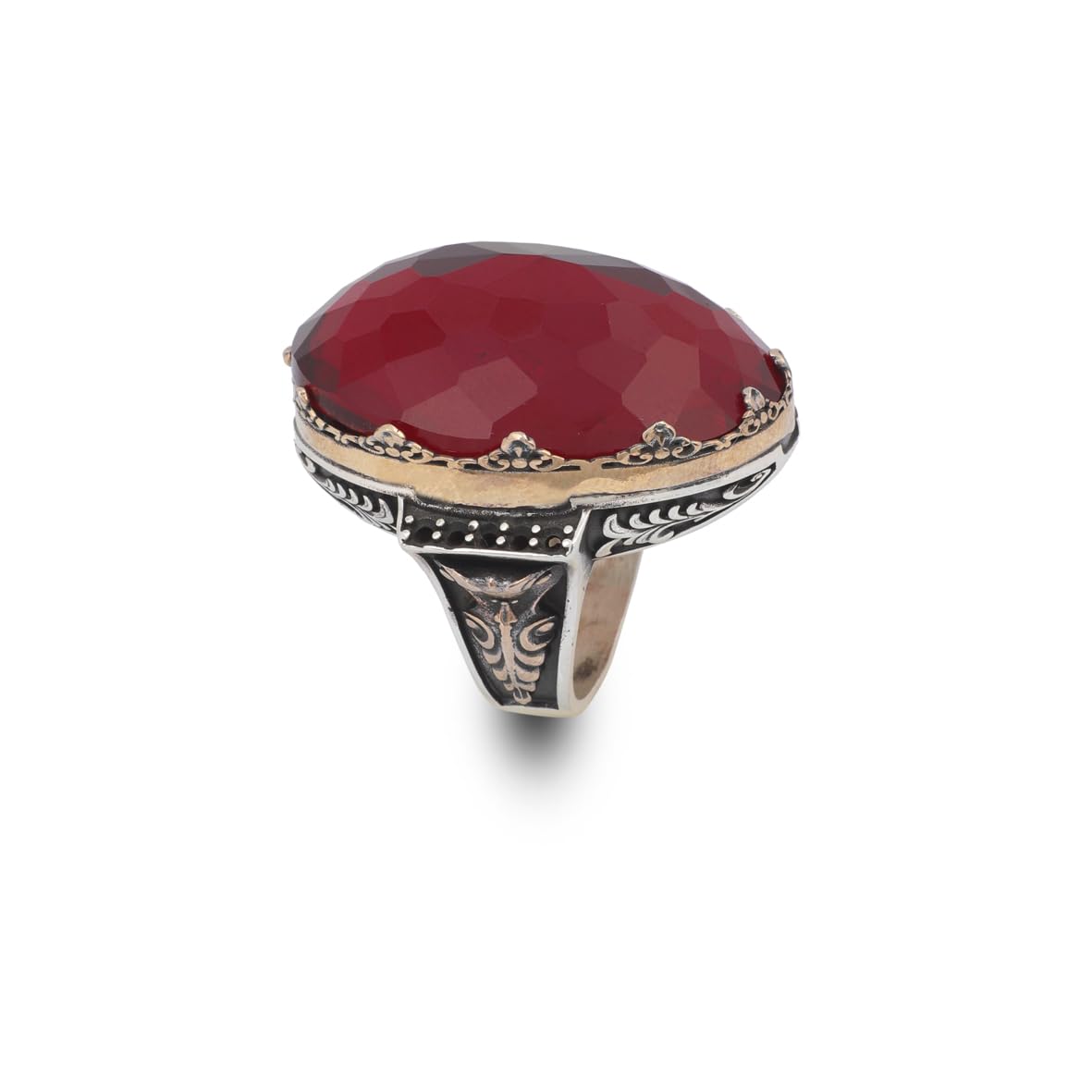 925 Sterling Silver Men's Garnet Ring