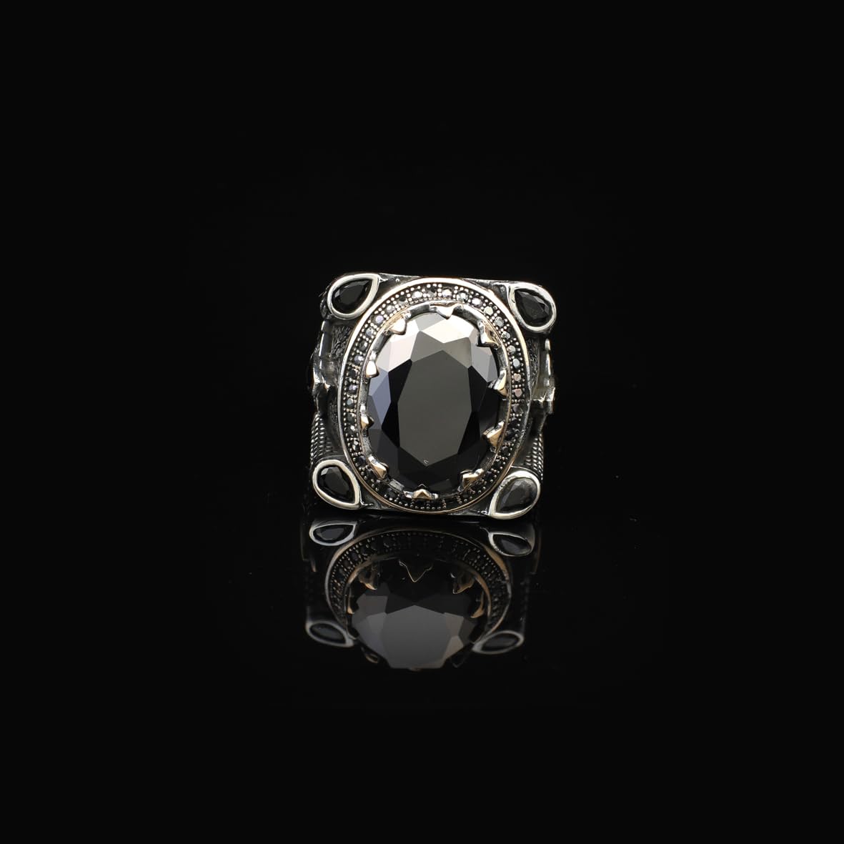 Handmade Onyx Ring for Men – Ottoman Style Gemstone in Sterling Silver