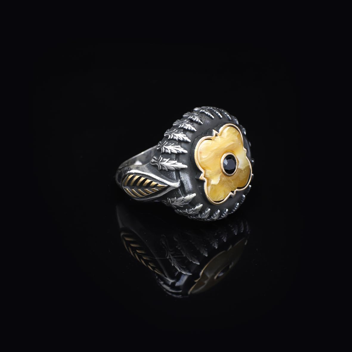 Vintage Tiger Eye and Black Onyx Knife Ring - Handmade 925 Sterling Silver Men's Ring with Gemstone