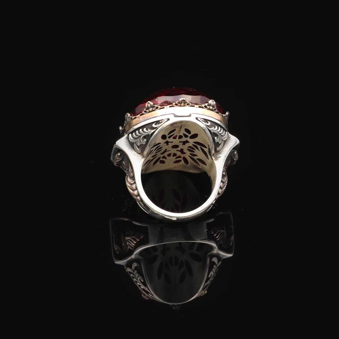 925 Sterling Silver Men's Garnet Ring