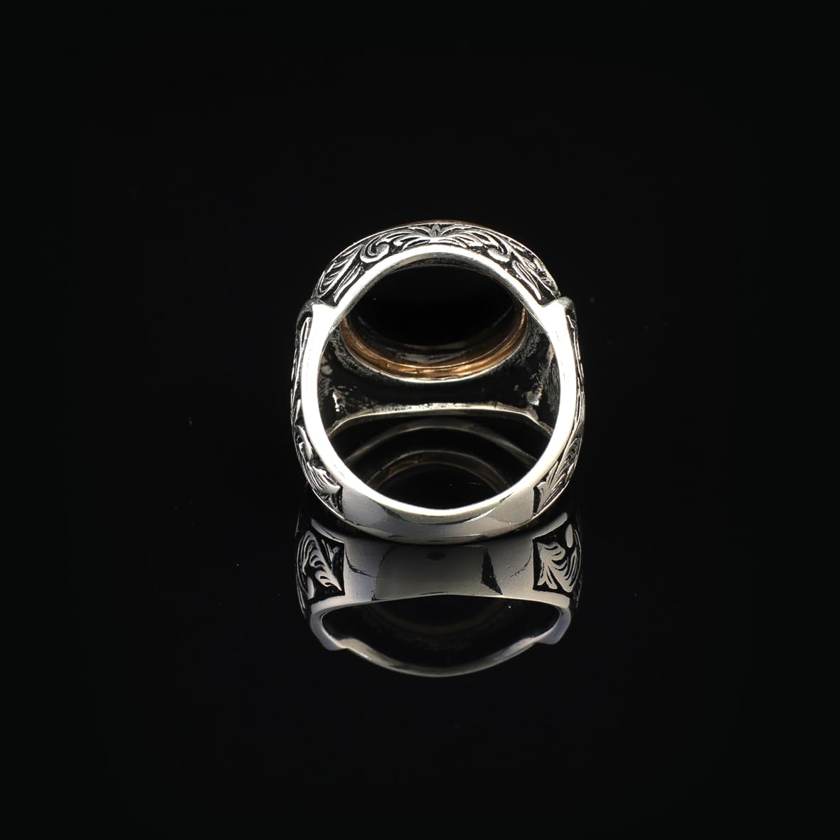 Handmade Black Onyx Signet Ring - Vintage Sterling Silver Pinky Ring for Men - Custom Engraving Available - Ottoman Style Jewelry - Perfect Engagement Ring